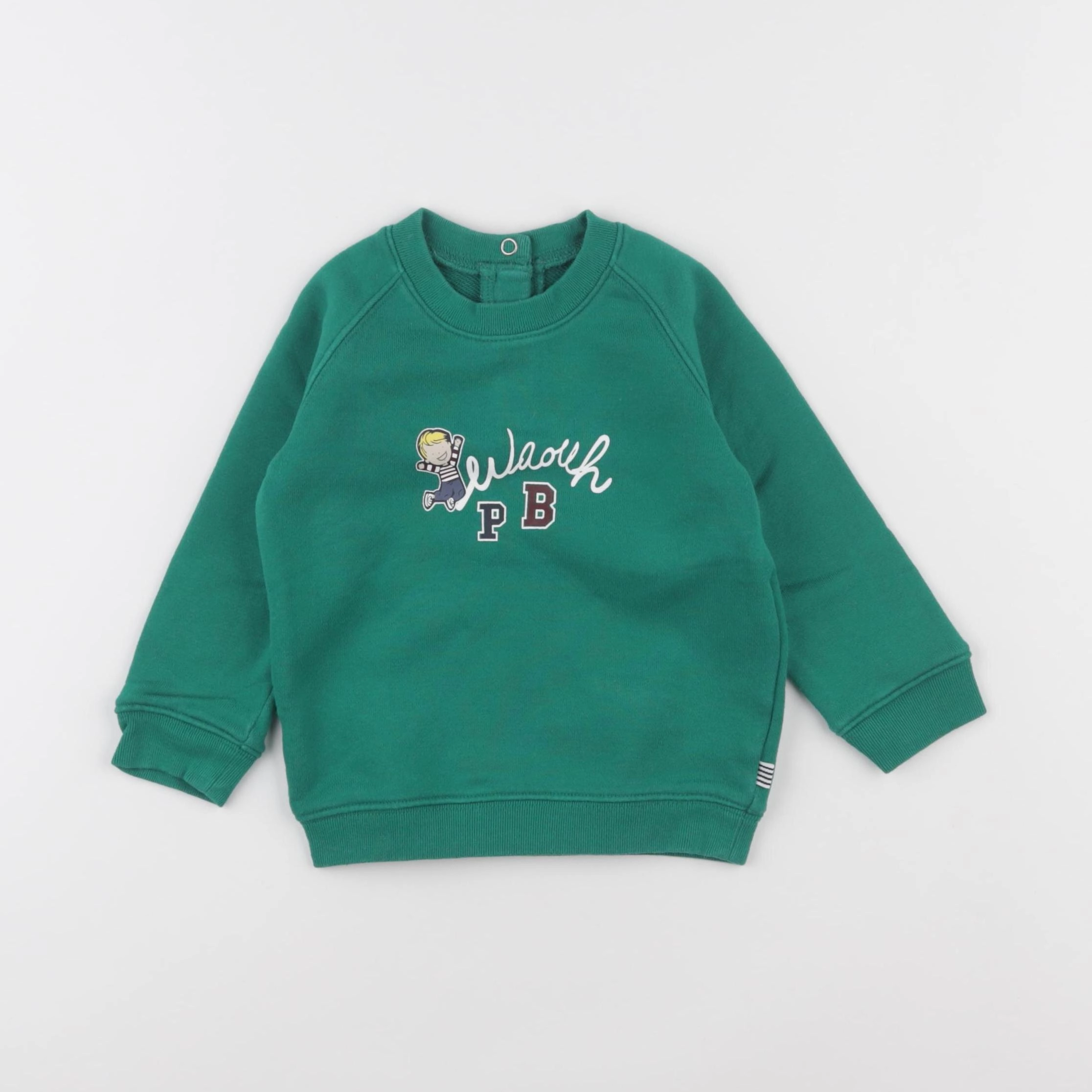 Petit Bateau - sweat vert - 12 mois