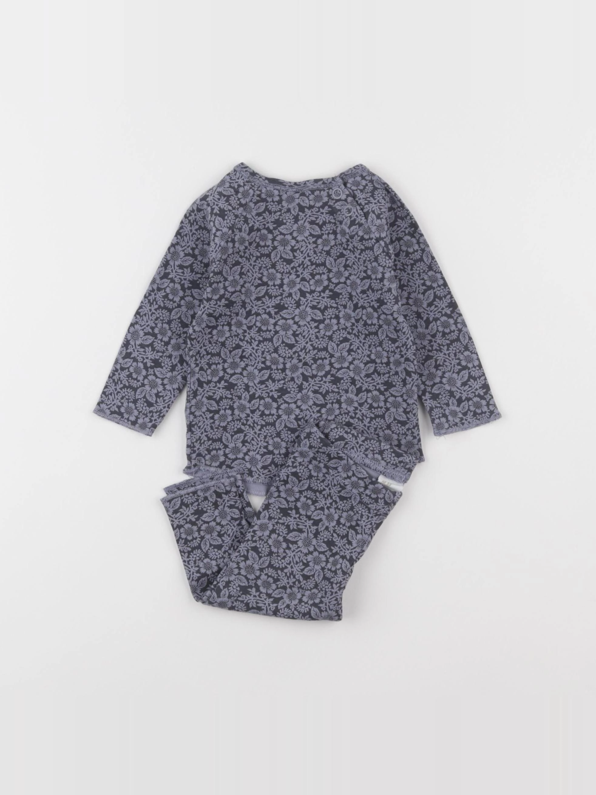 H&M - pyjama coton bleu - 3/6 mois