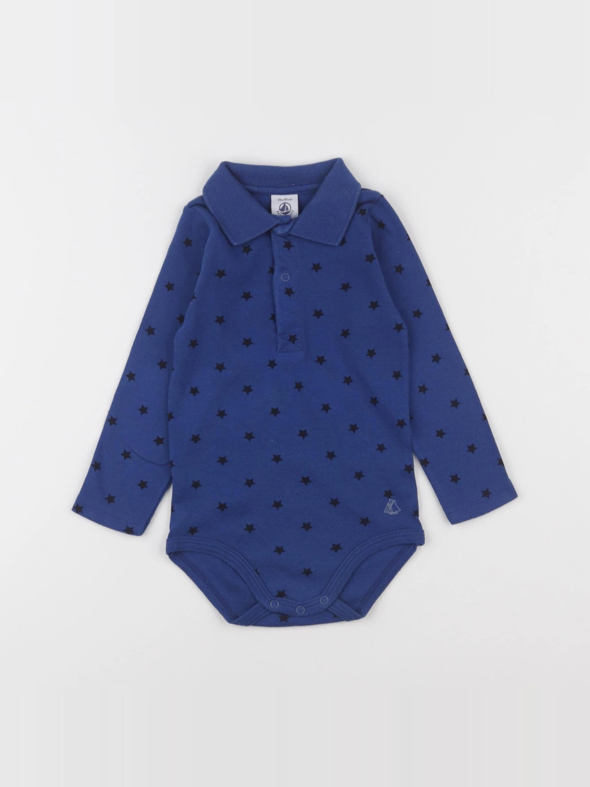 Petit Bateau - body à col bleu - 12 mois