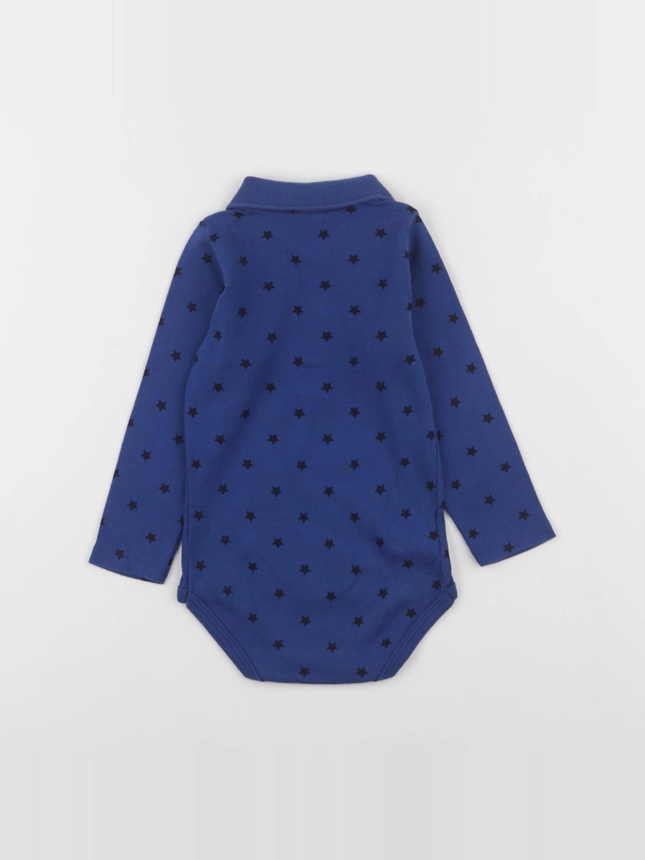 Petit Bateau - body à col bleu - 12 mois