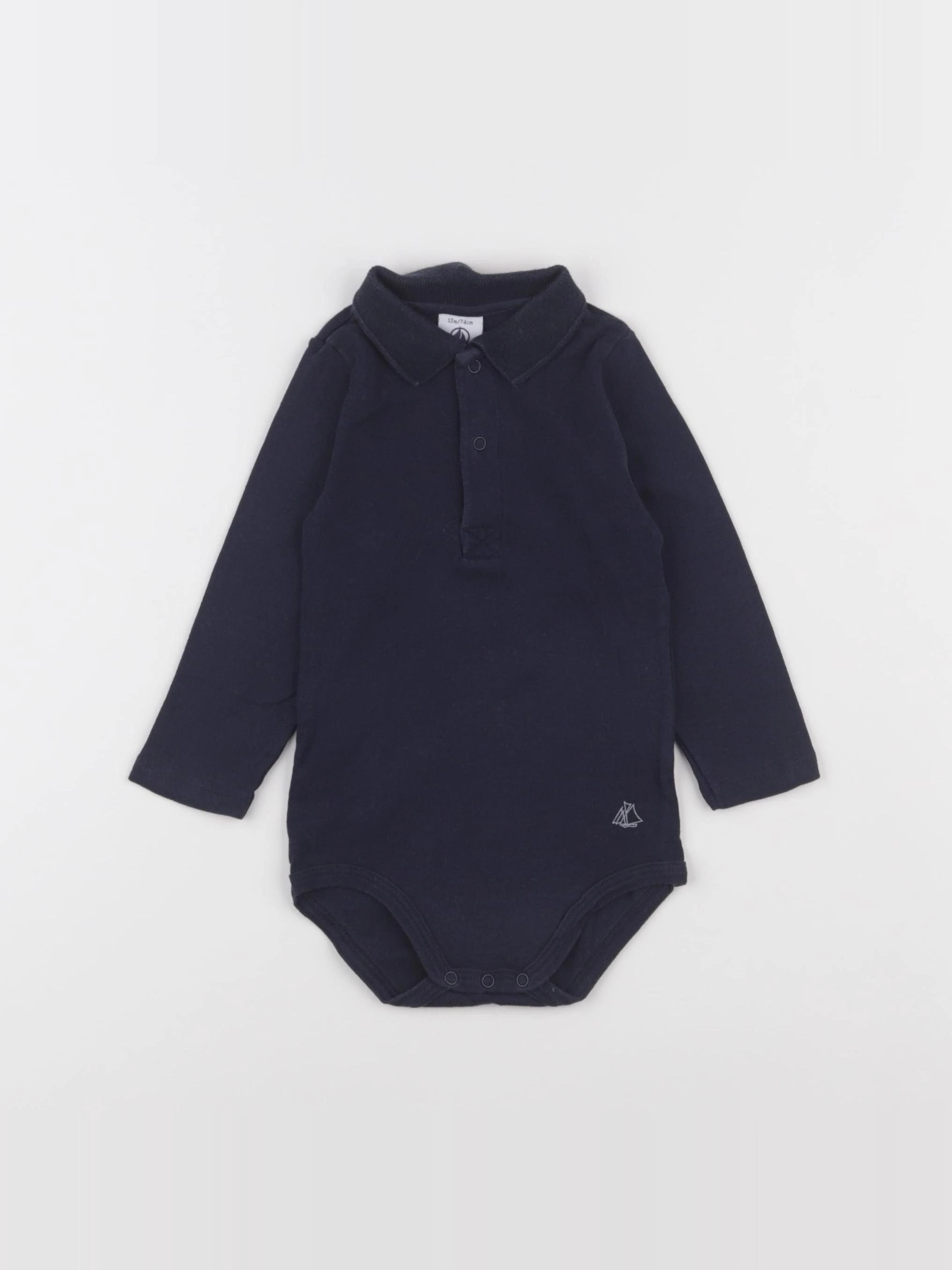 Petit Bateau - body à col bleu - 12 mois