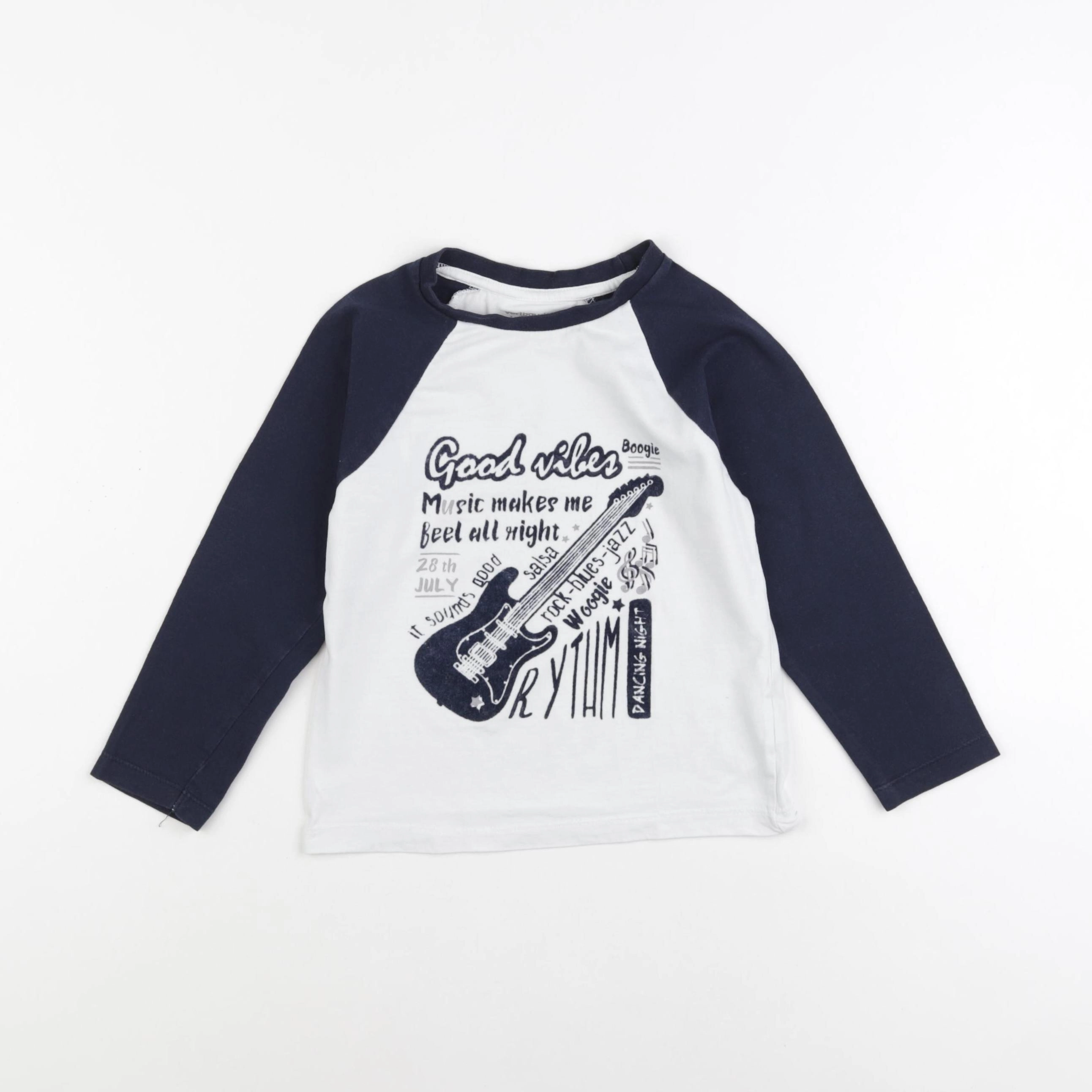 Vertbaudet - tee-shirt bleu, blanc - 4 ans