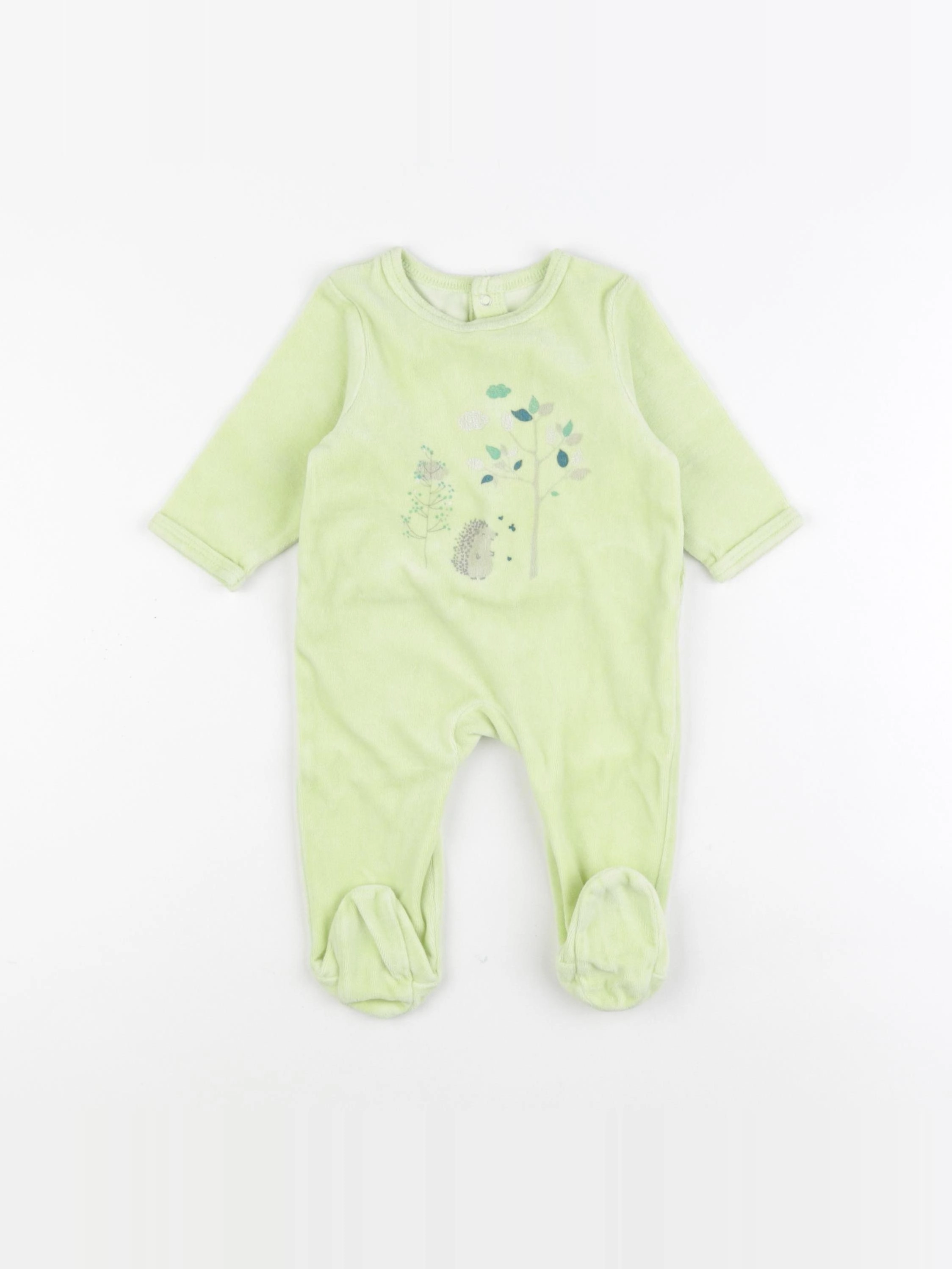 Vertbaudet - pyjama velours vert - 6 mois