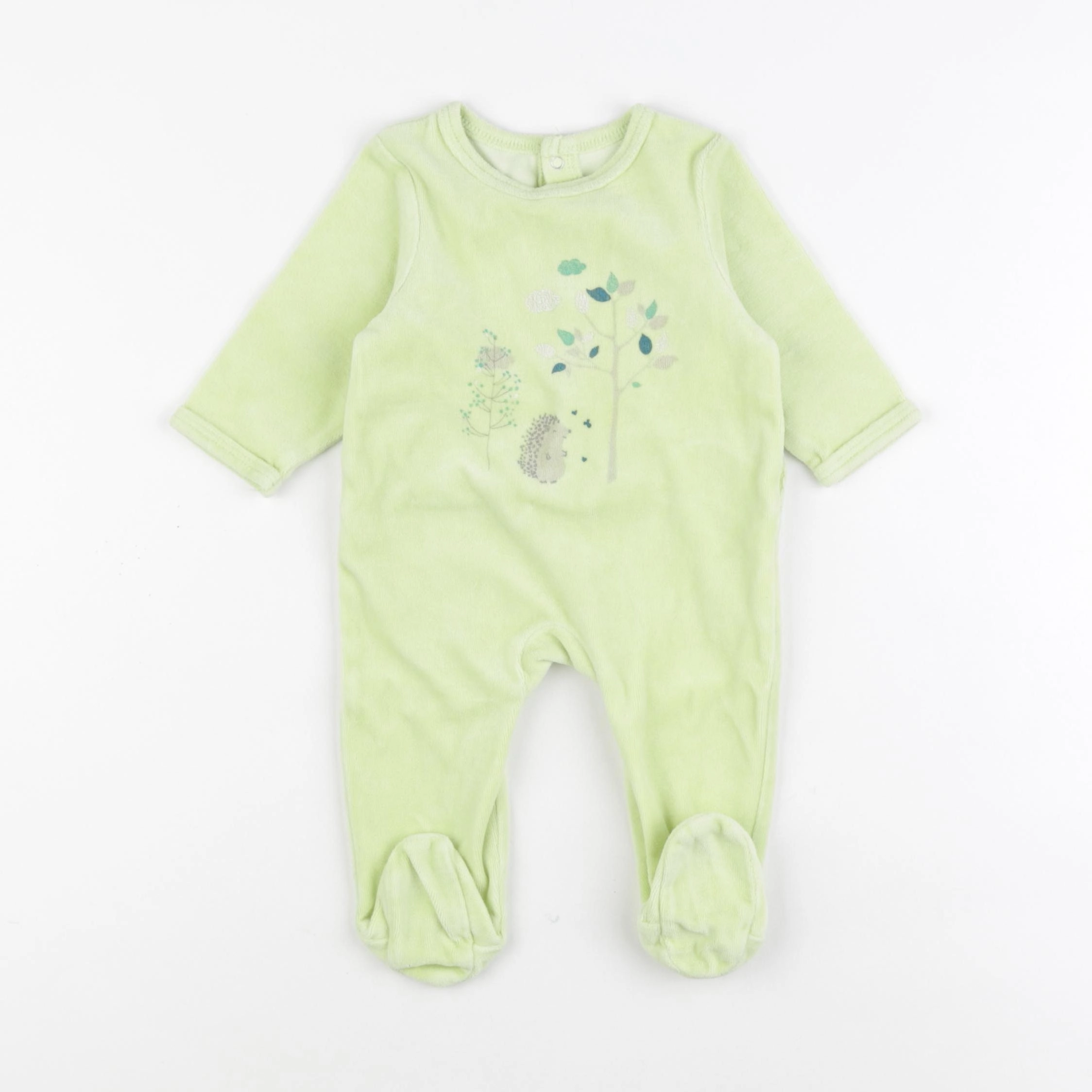 Vertbaudet - pyjama velours vert - 6 mois