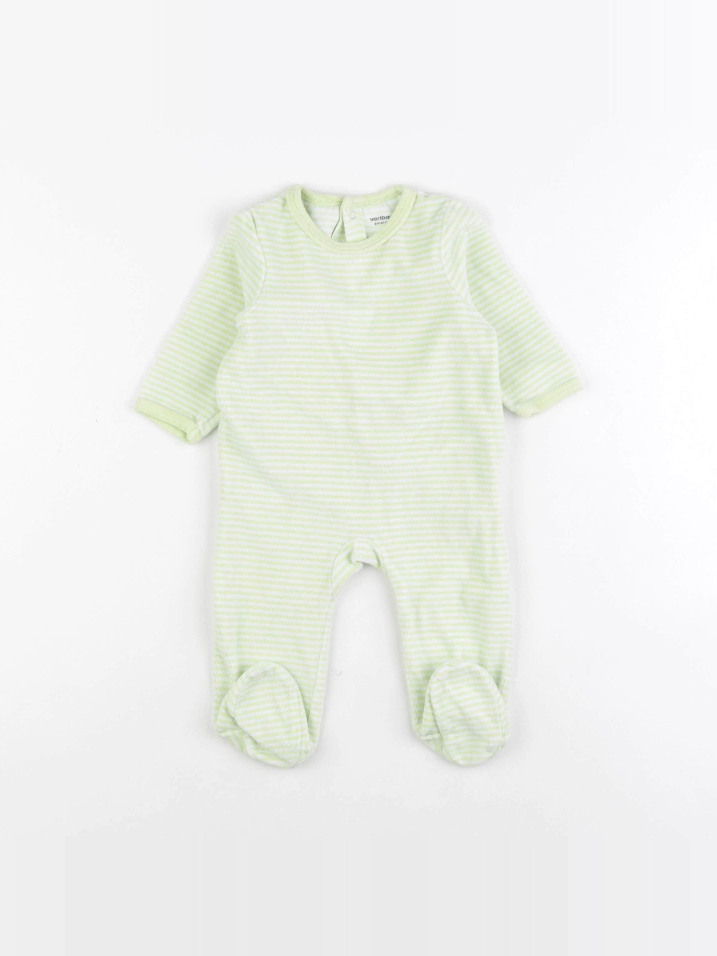 Vertbaudet - pyjama velours vert - 6 mois