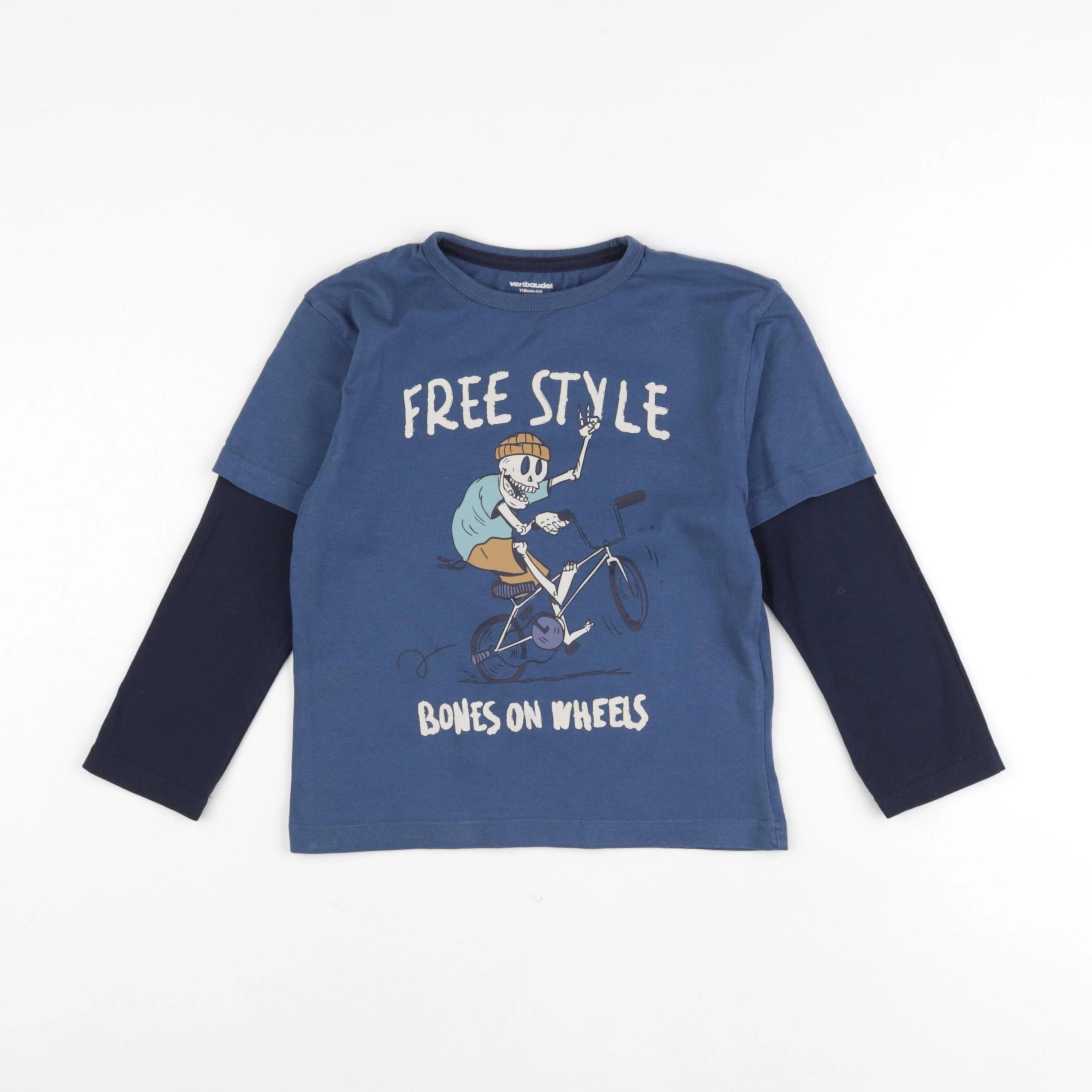 Vertbaudet - tee-shirt bleu - 6 ans
