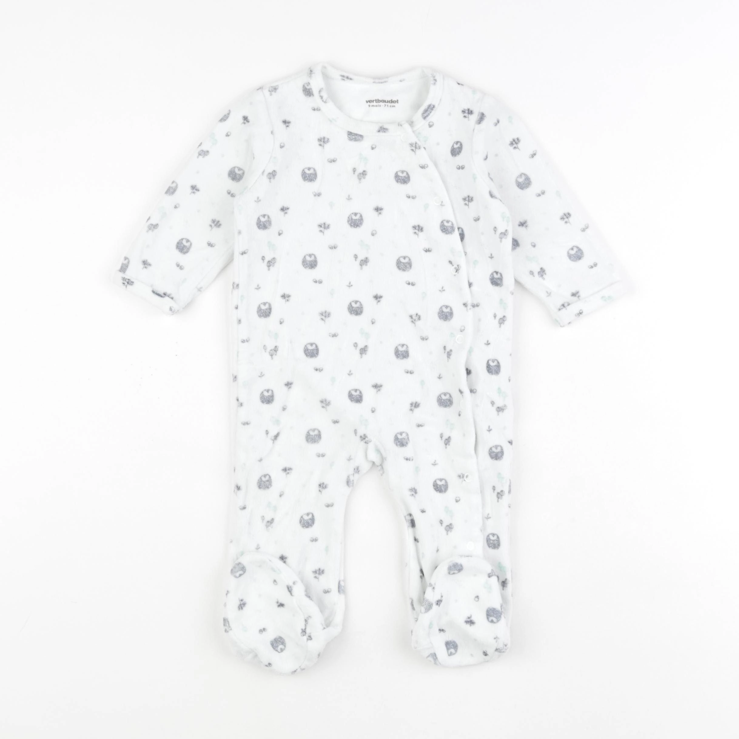 Vertbaudet - pyjama velours blanc - 9 mois