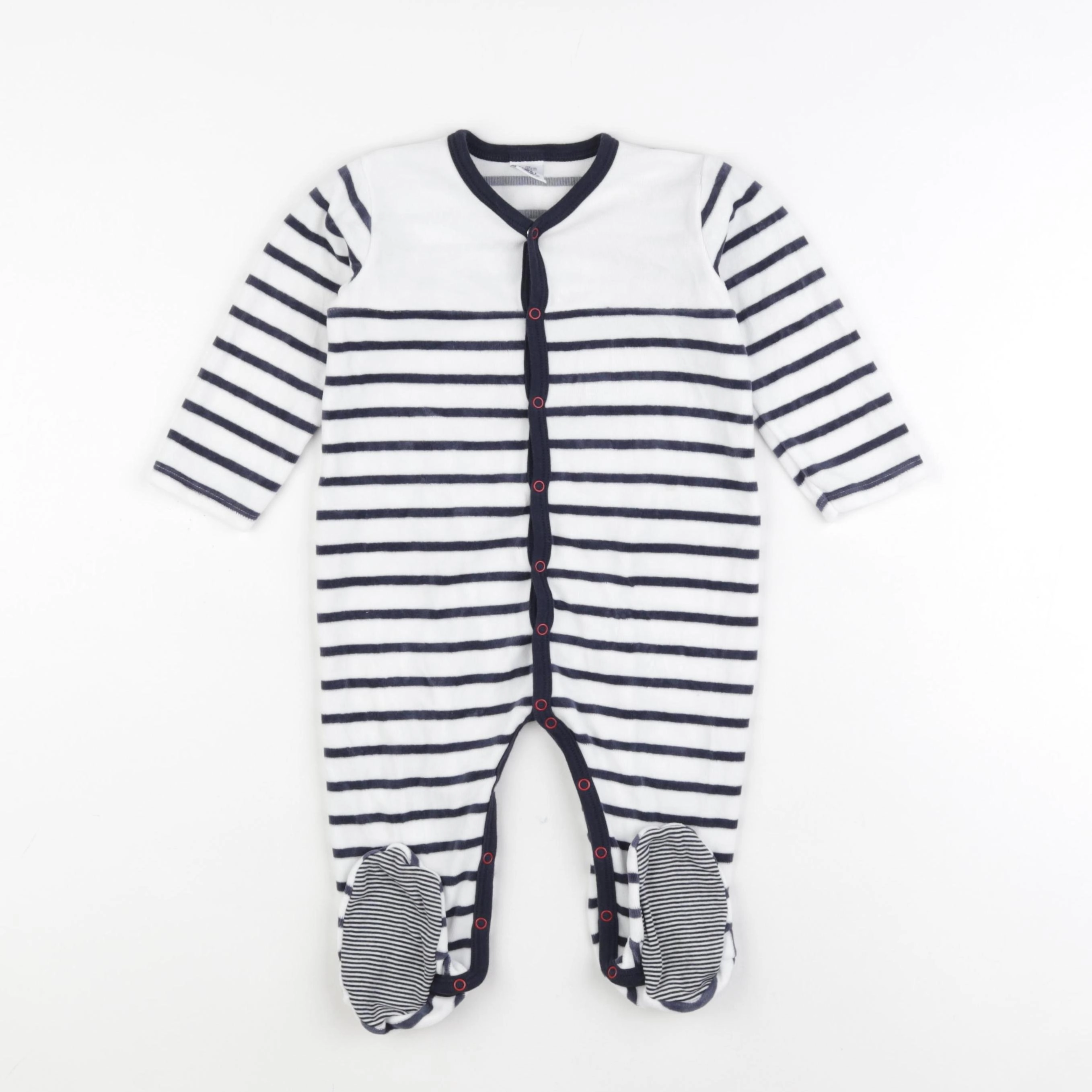 Petit Bateau - pyjama velours blanc, bleu - 18 mois