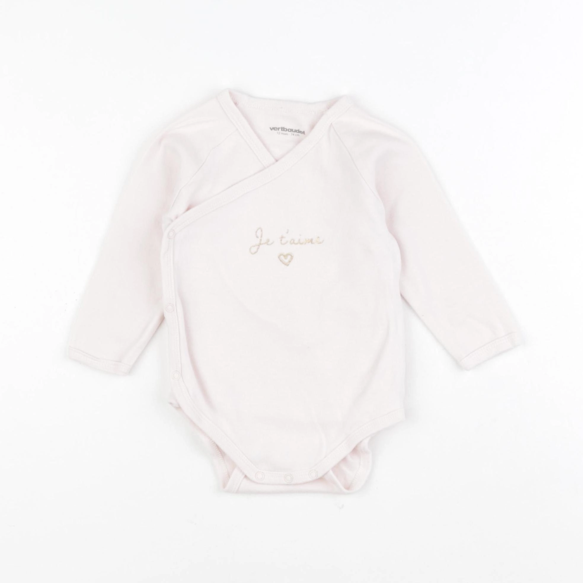 Vertbaudet - body rose - 12 mois