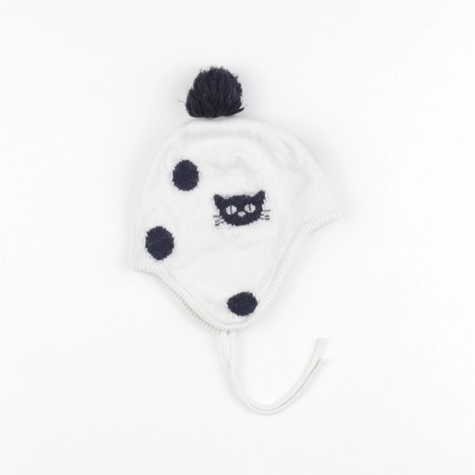 Jacadi - bonnet blanc, bleu - 3/6 mois