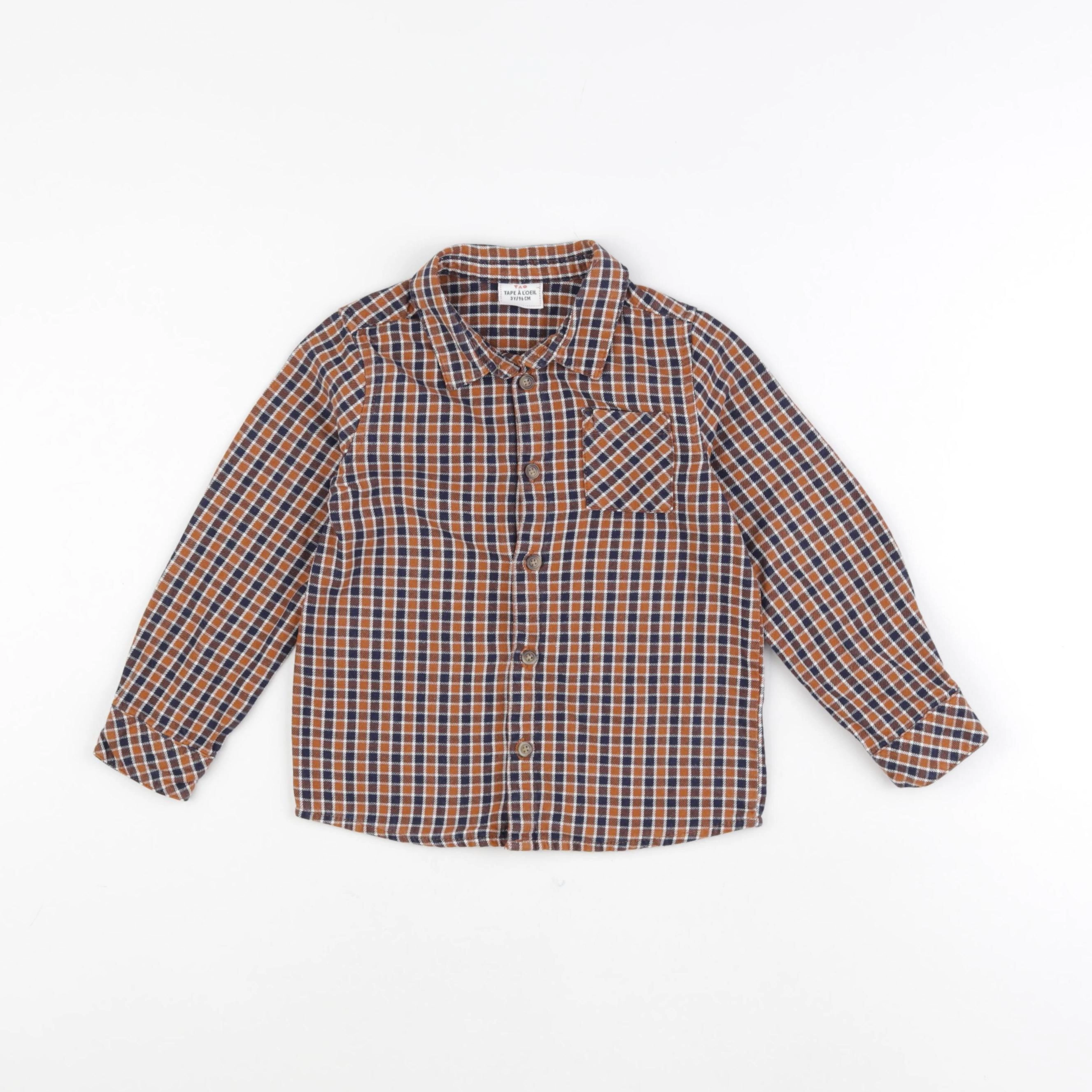 Tape à l'oeil - chemise bleu, marron - 3 ans