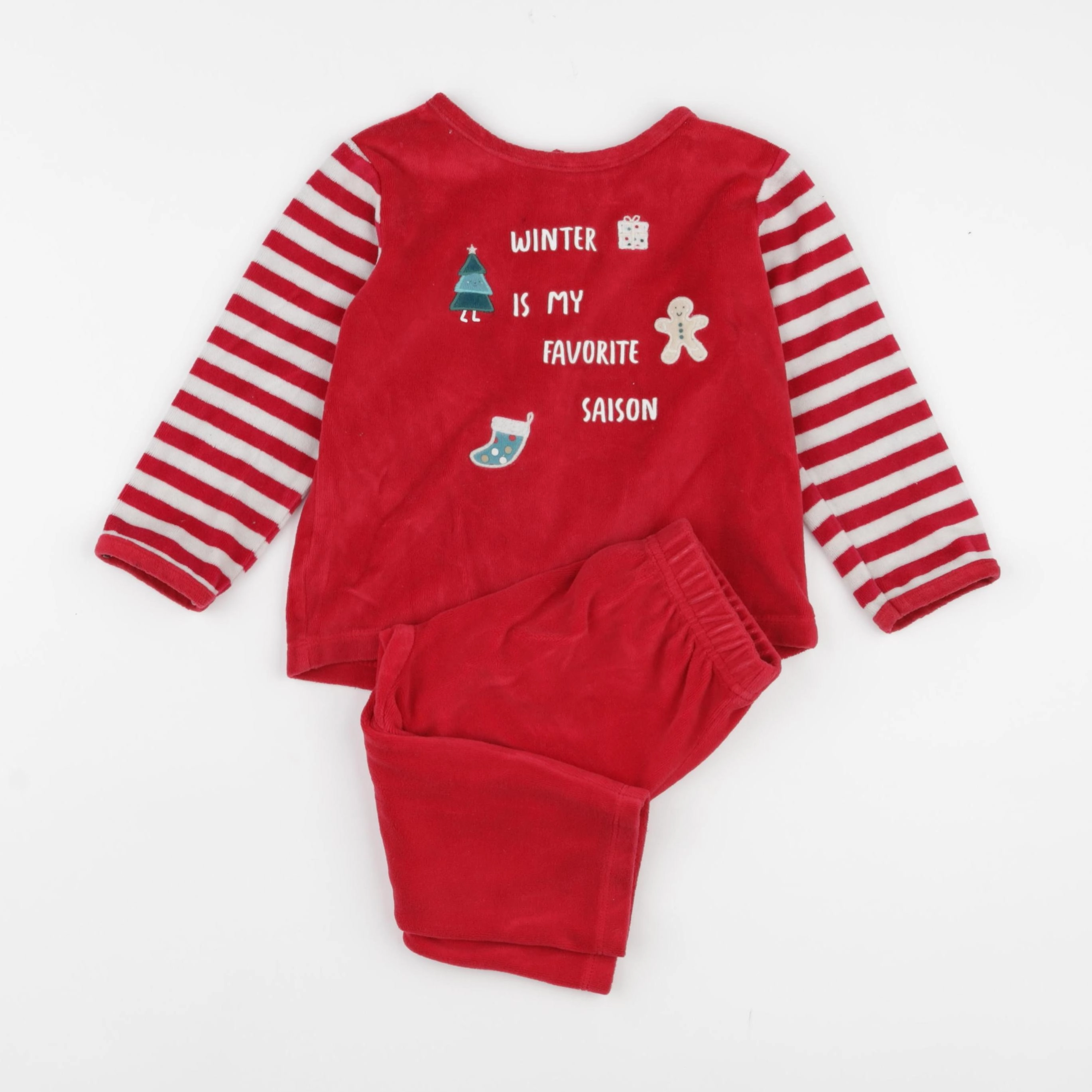 Vertbaudet - pyjama velours rouge - 2 ans