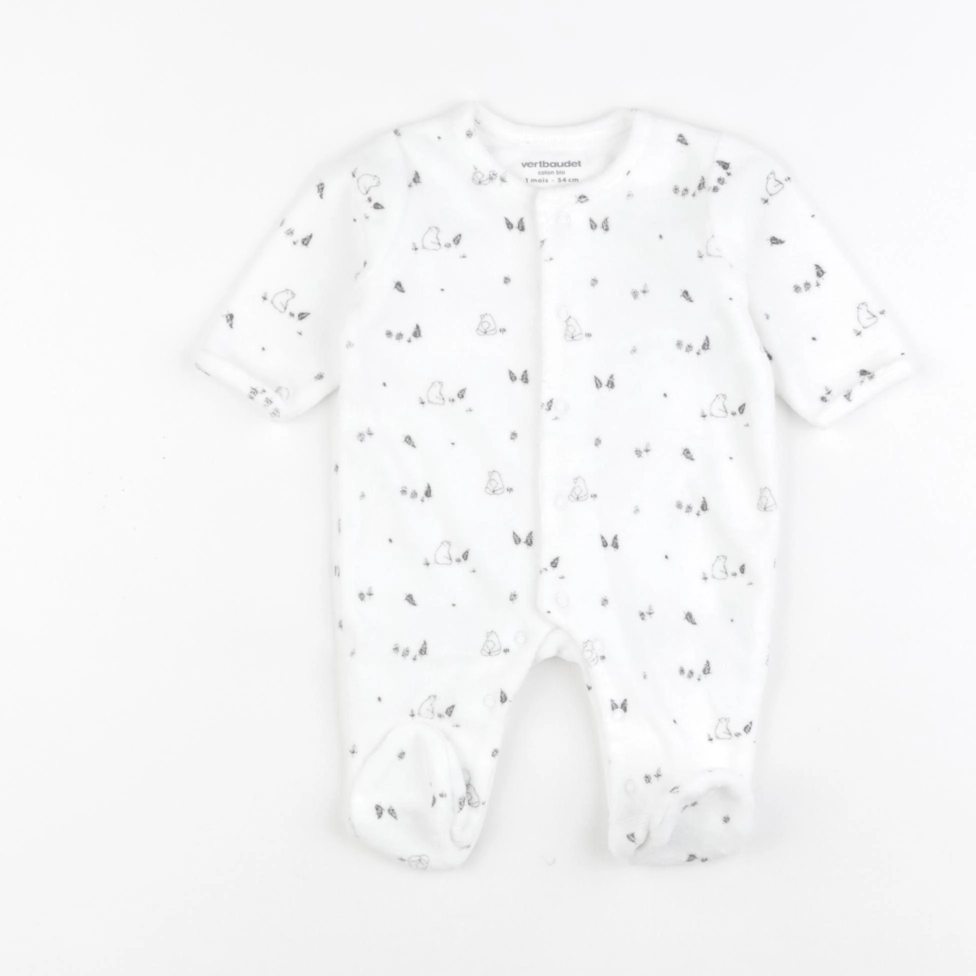 Vertbaudet - pyjama velours blanc - Prématuré