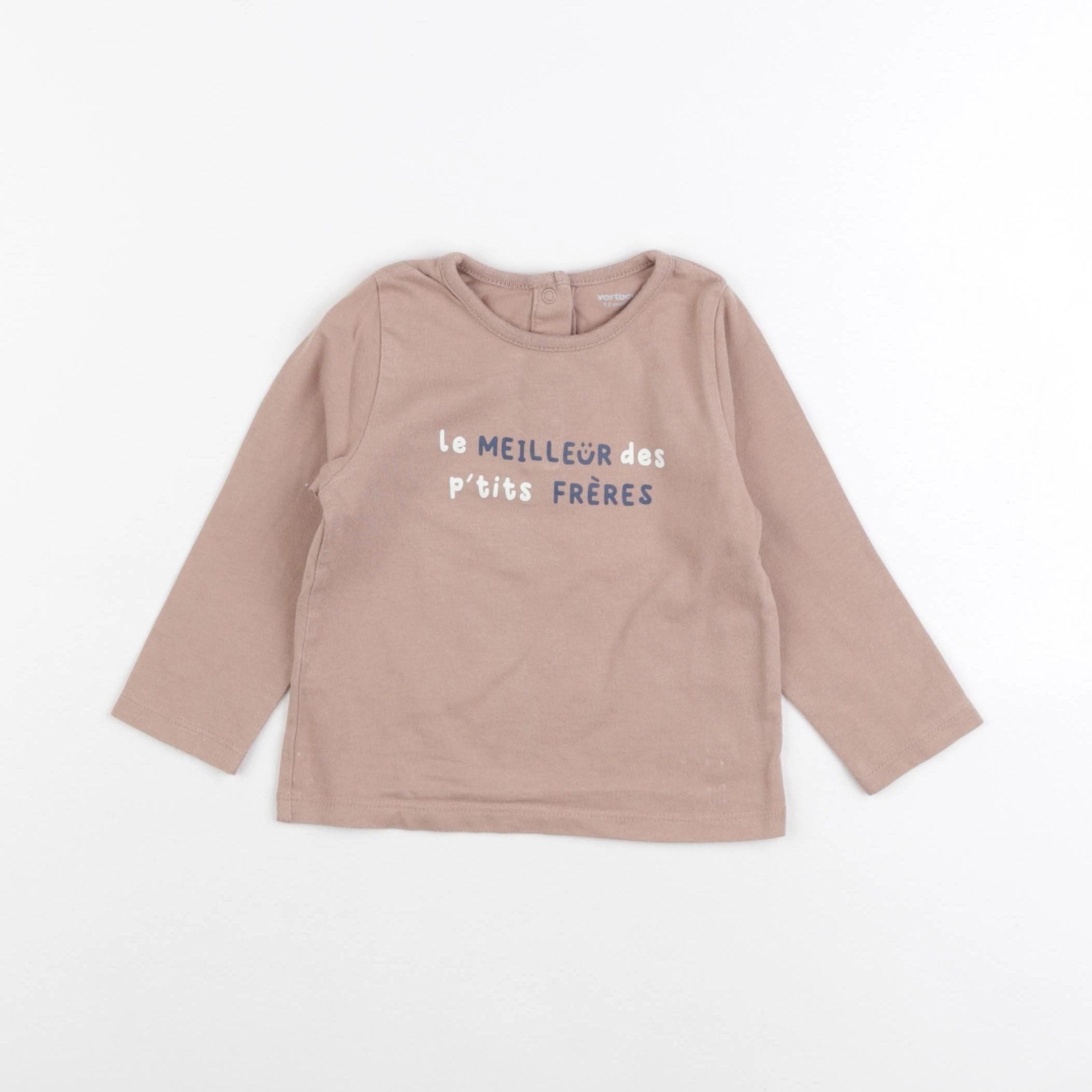 Vertbaudet - tee-shirt marron - 12 mois