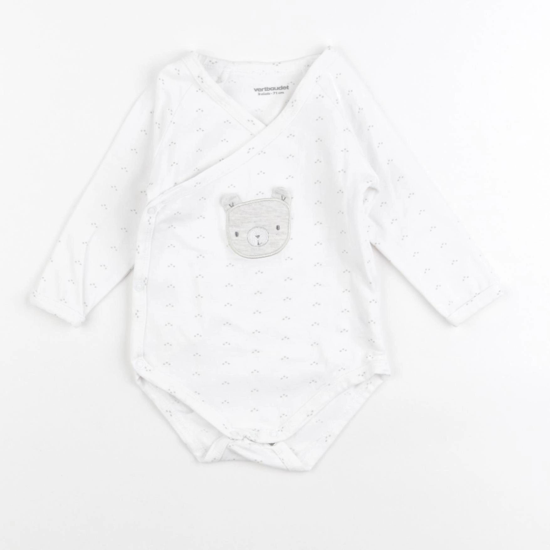 Vertbaudet - body blanc, vert - 9 mois