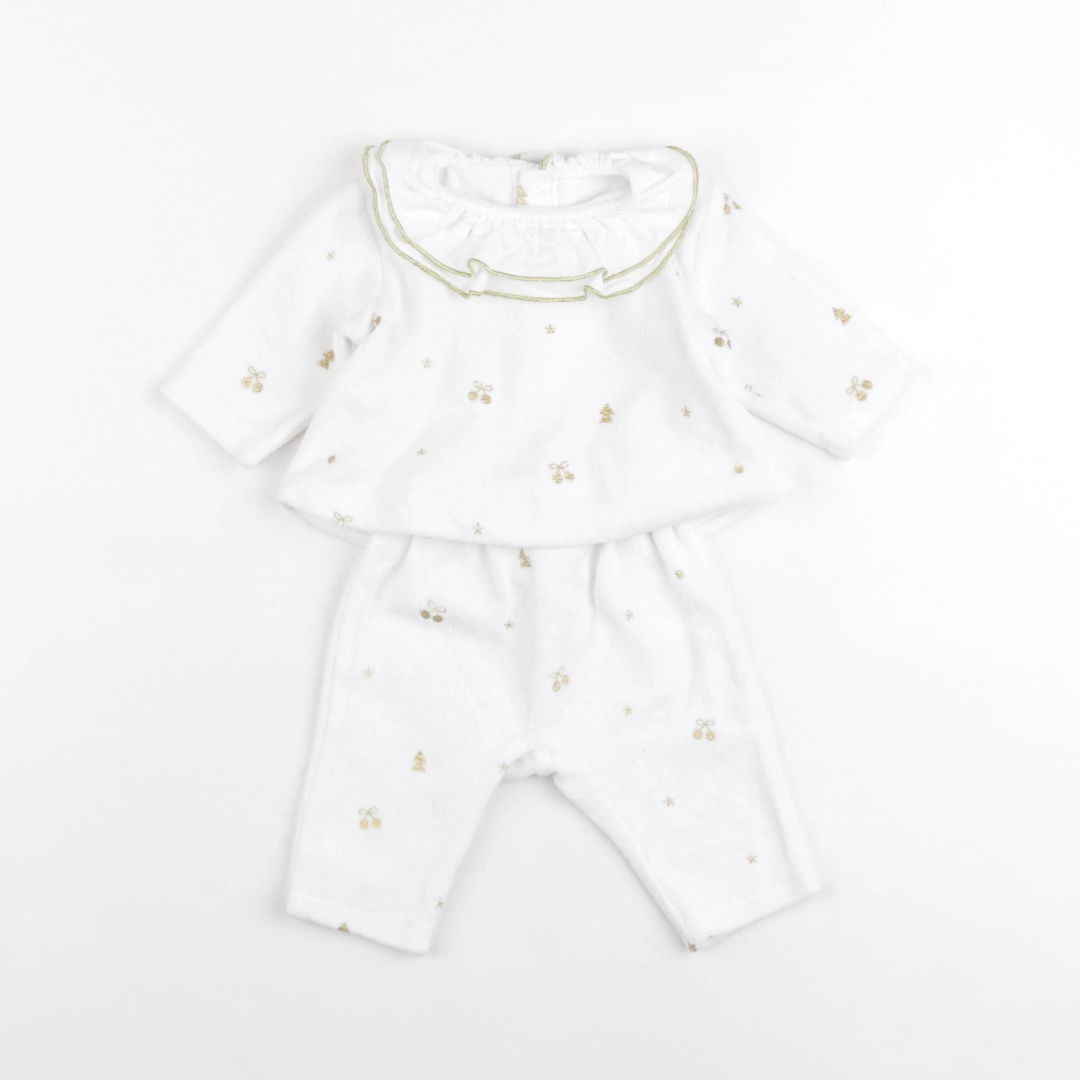 Jacadi - pyjama velours blanc, or - 3 mois