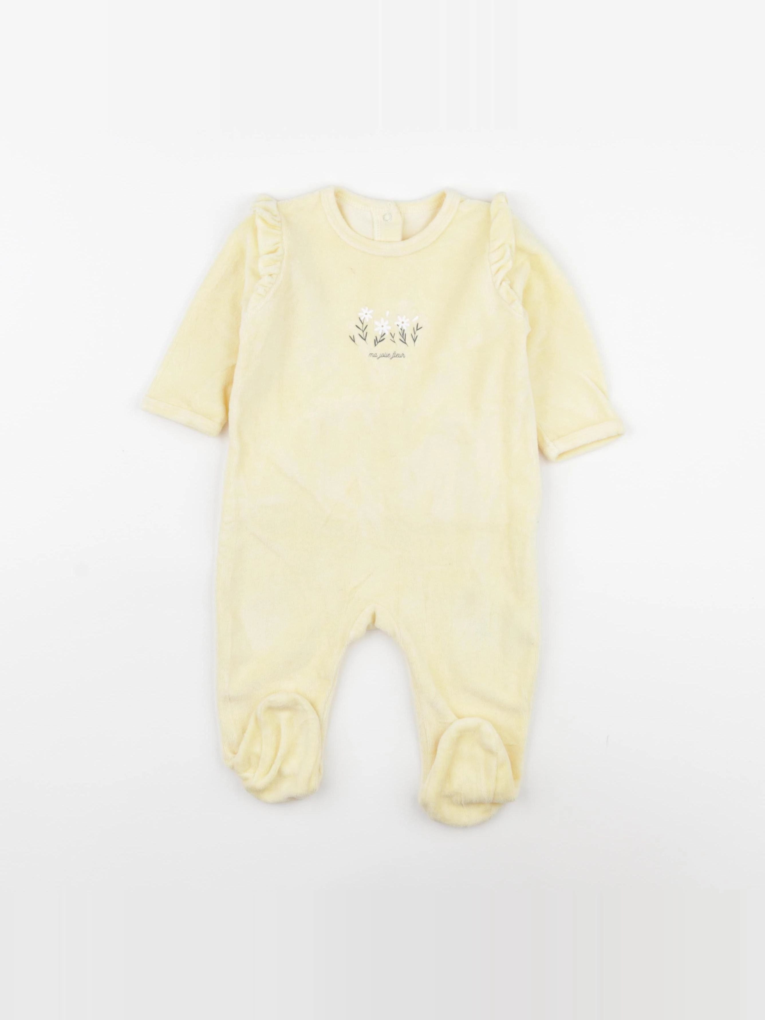 Vertbaudet - pyjama velours jaune - 9 mois