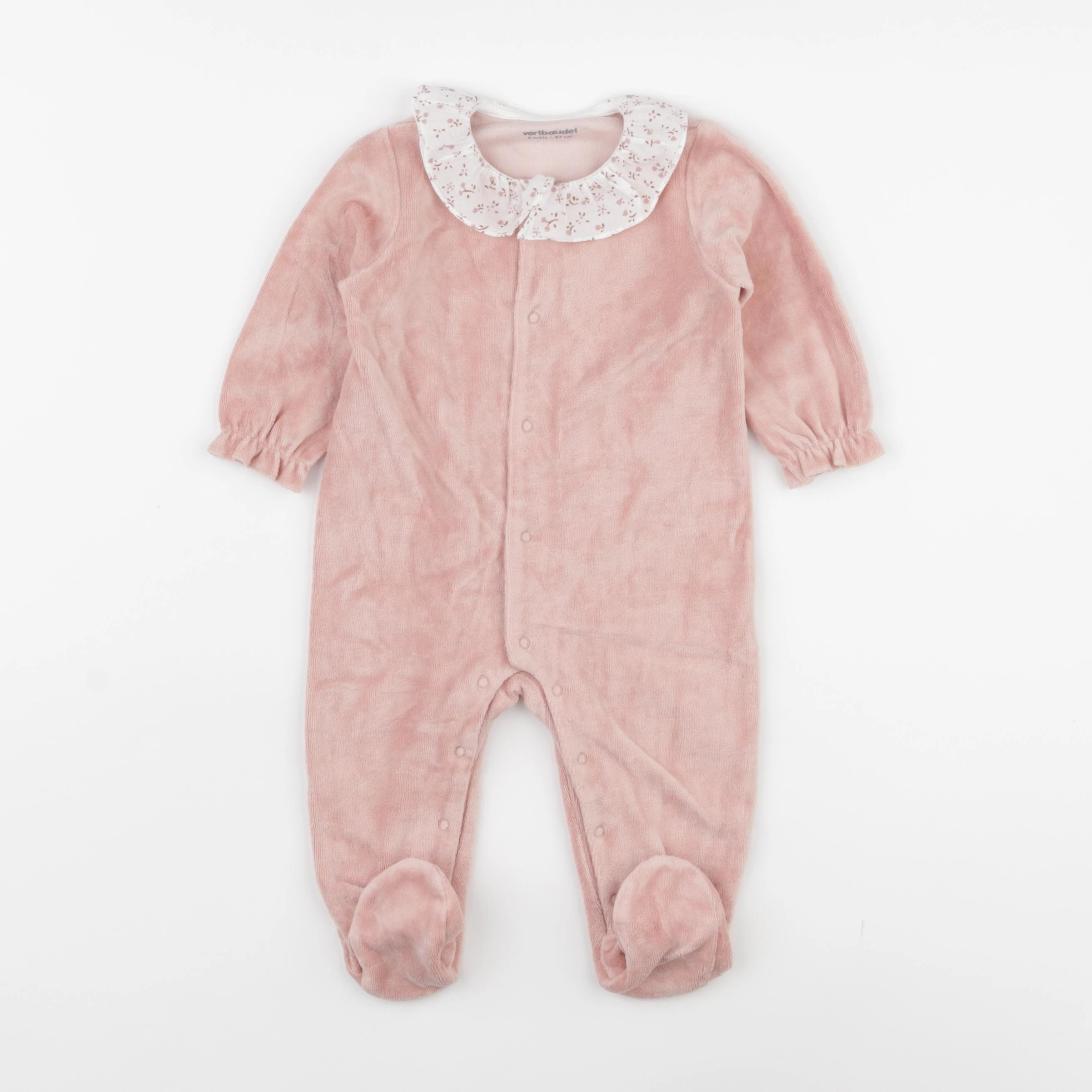 Vertbaudet - pyjama velours rose - 6 mois