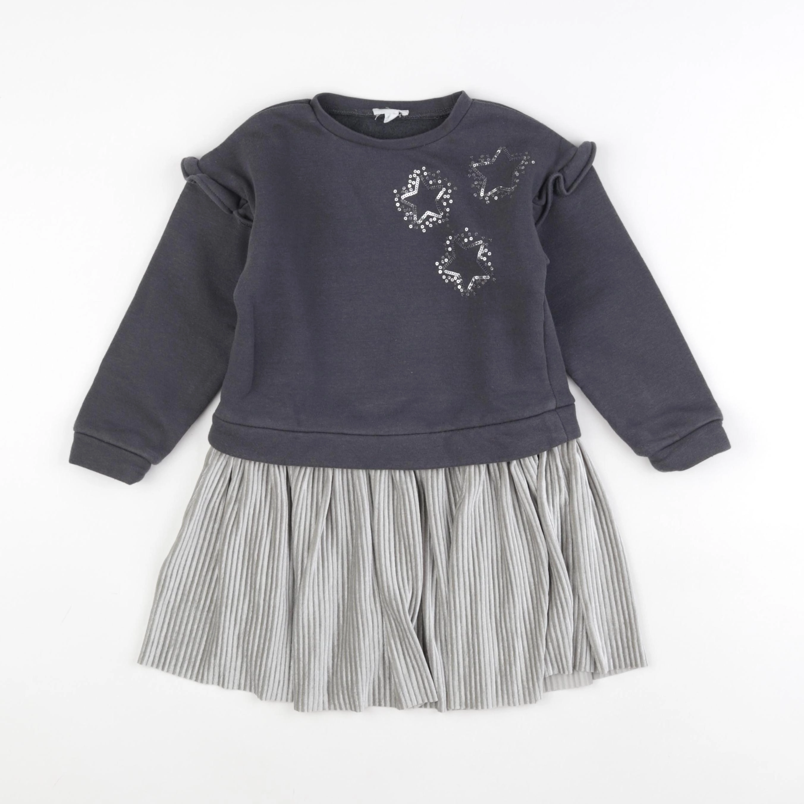 Vertbaudet - robe argent, gris - 5 ans