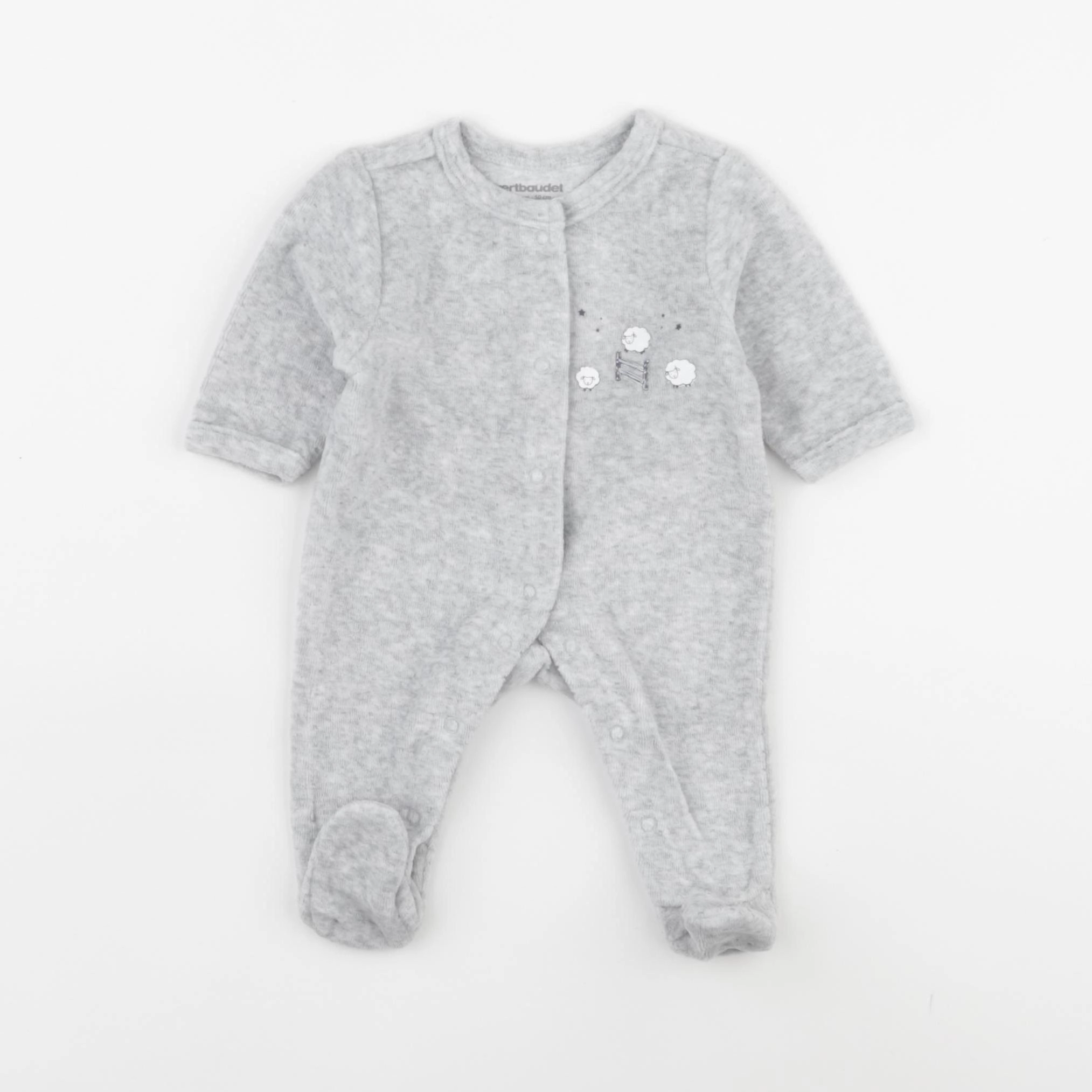 Vertbaudet - pyjama velours gris - 0 mois