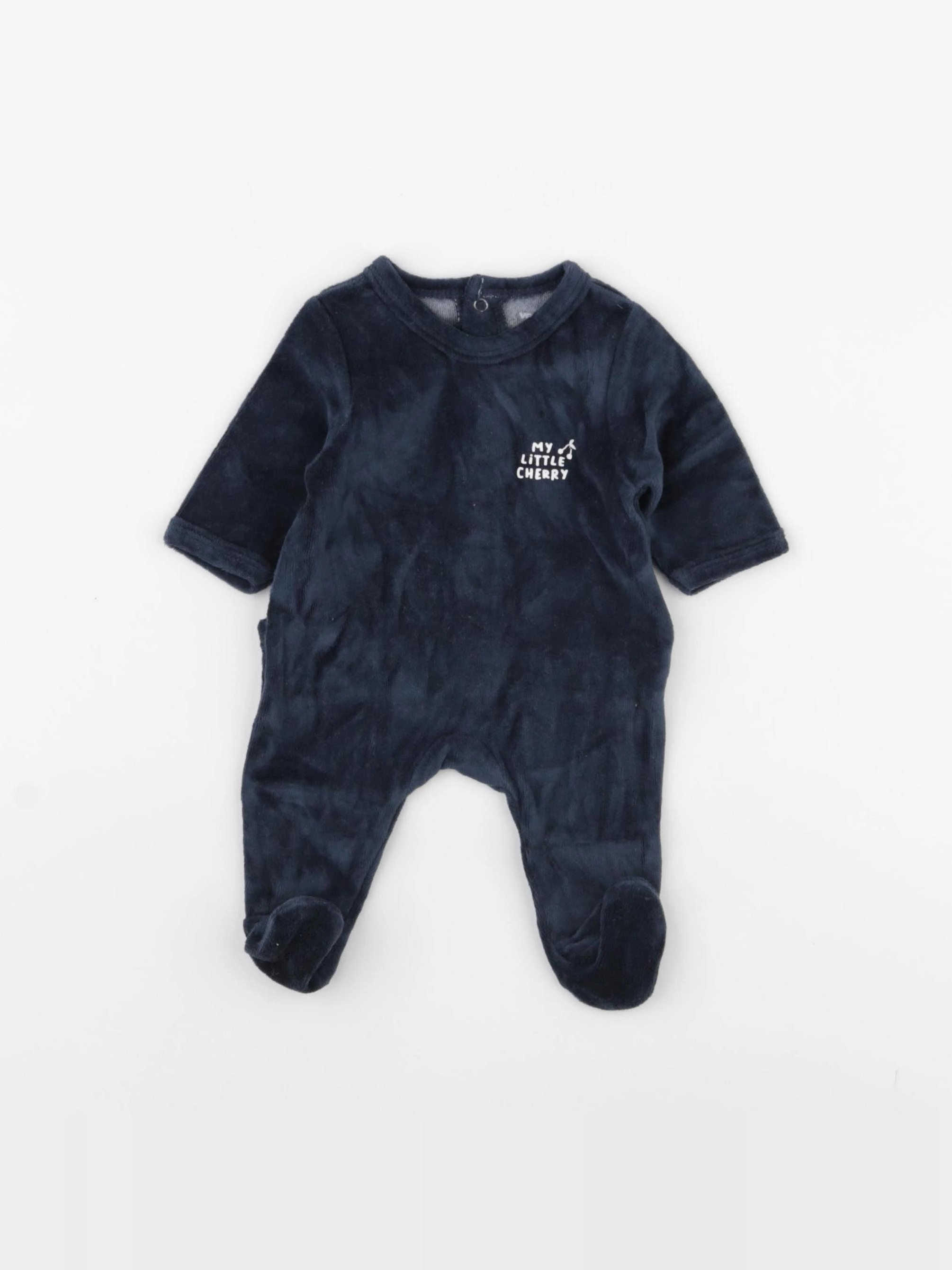 Vertbaudet - pyjama velours bleu - 0 mois