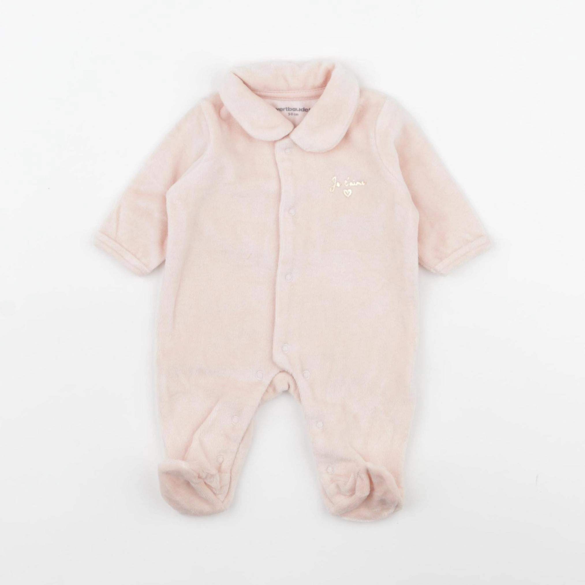 Vertbaudet - pyjama velours rose - 0 mois