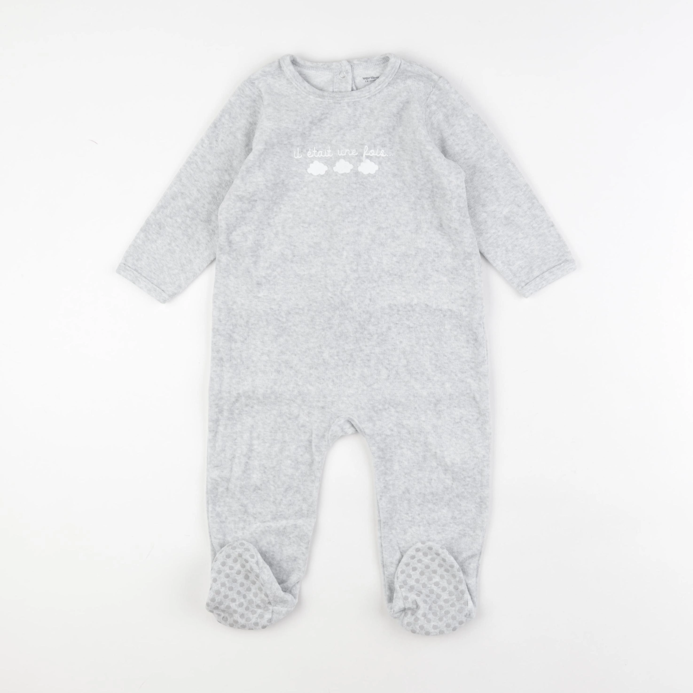 Vertbaudet - pyjama velours gris - 18 mois