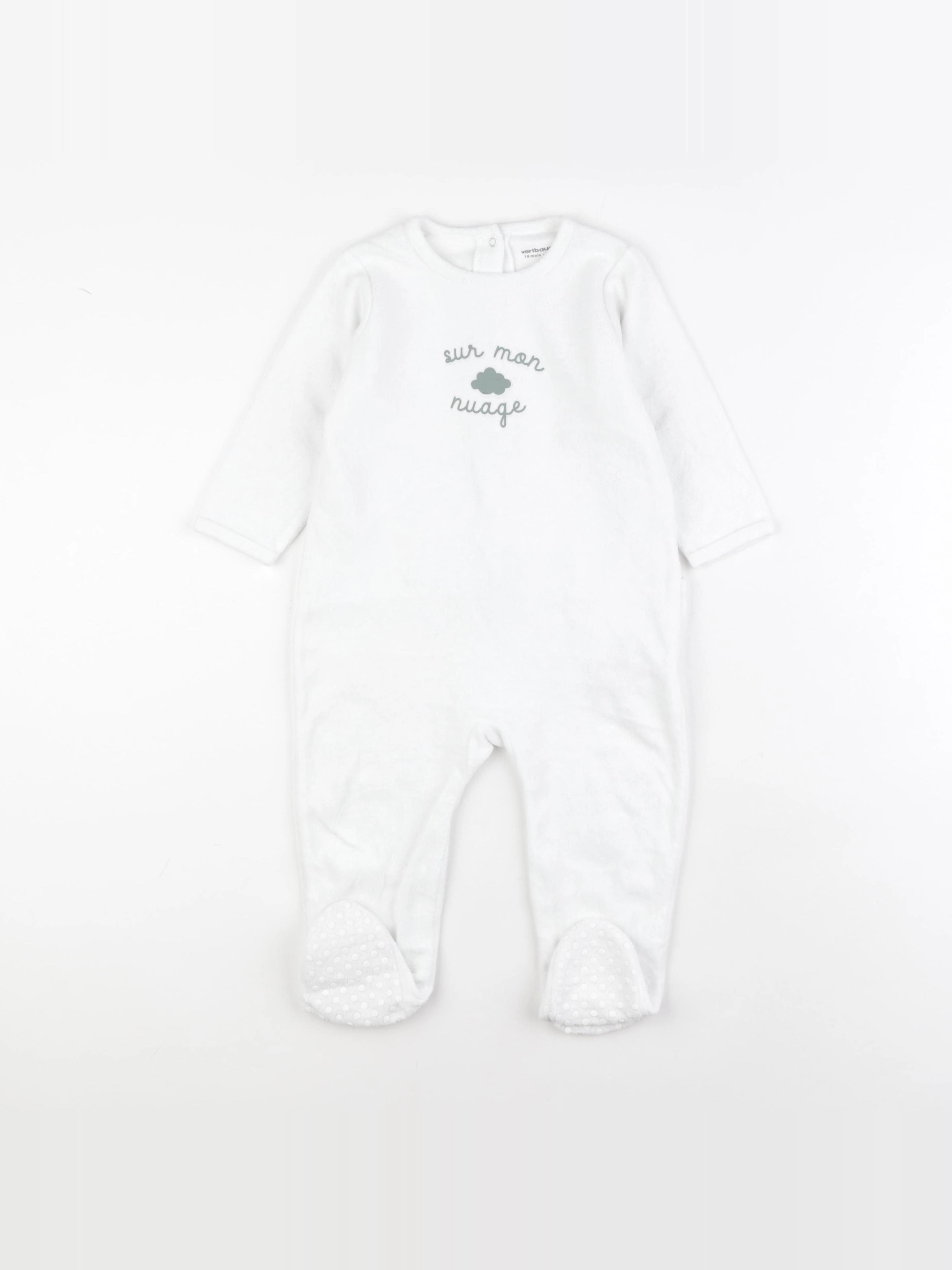 Vertbaudet - pyjama velours blanc - 18 mois