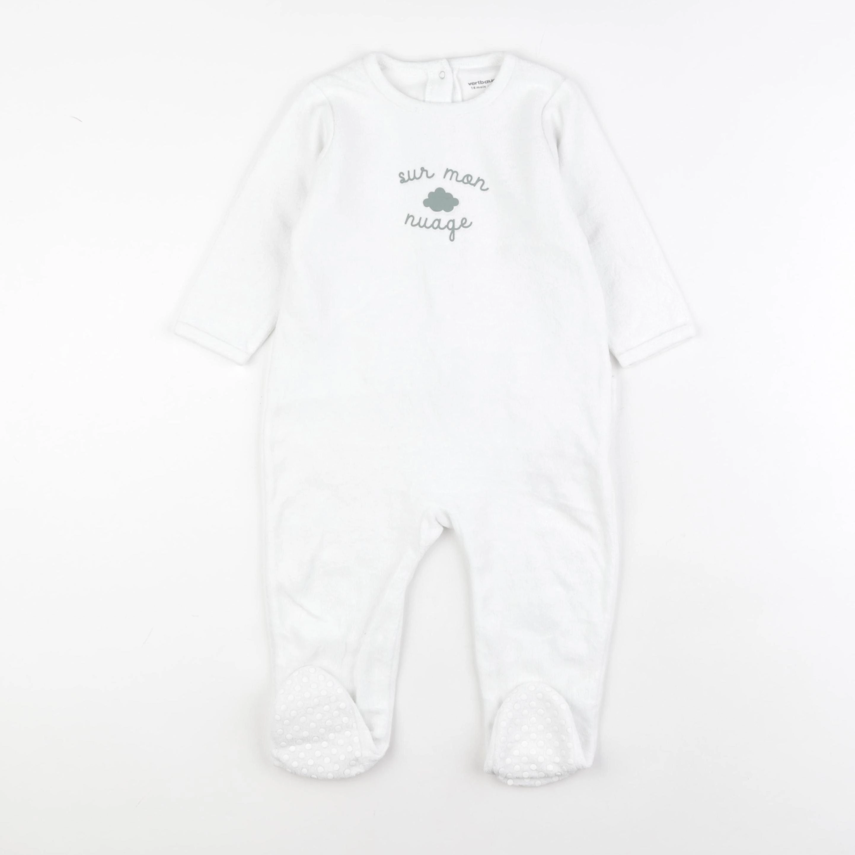 Vertbaudet - pyjama velours blanc - 18 mois