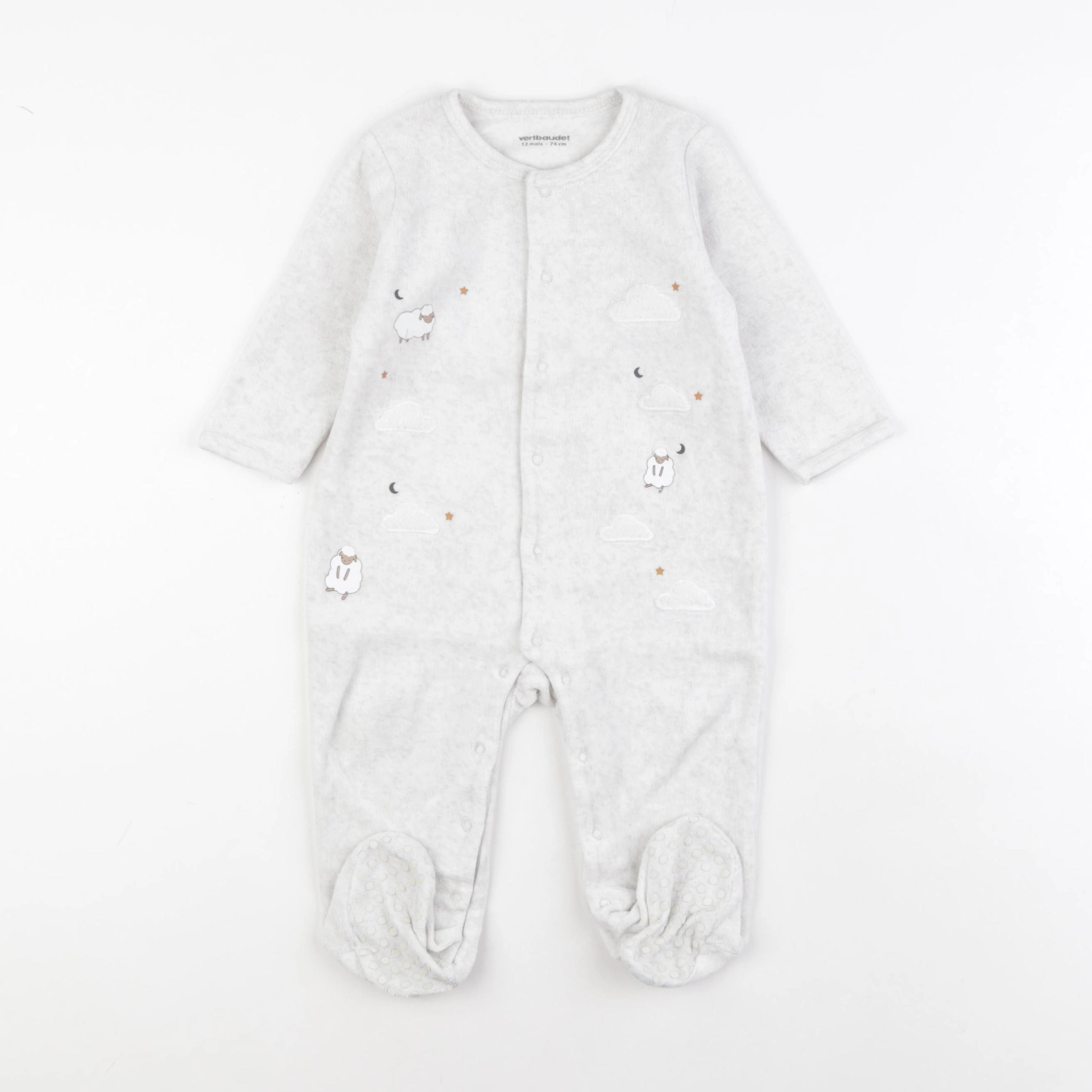 Vertbaudet - pyjama velours beige - 12 mois