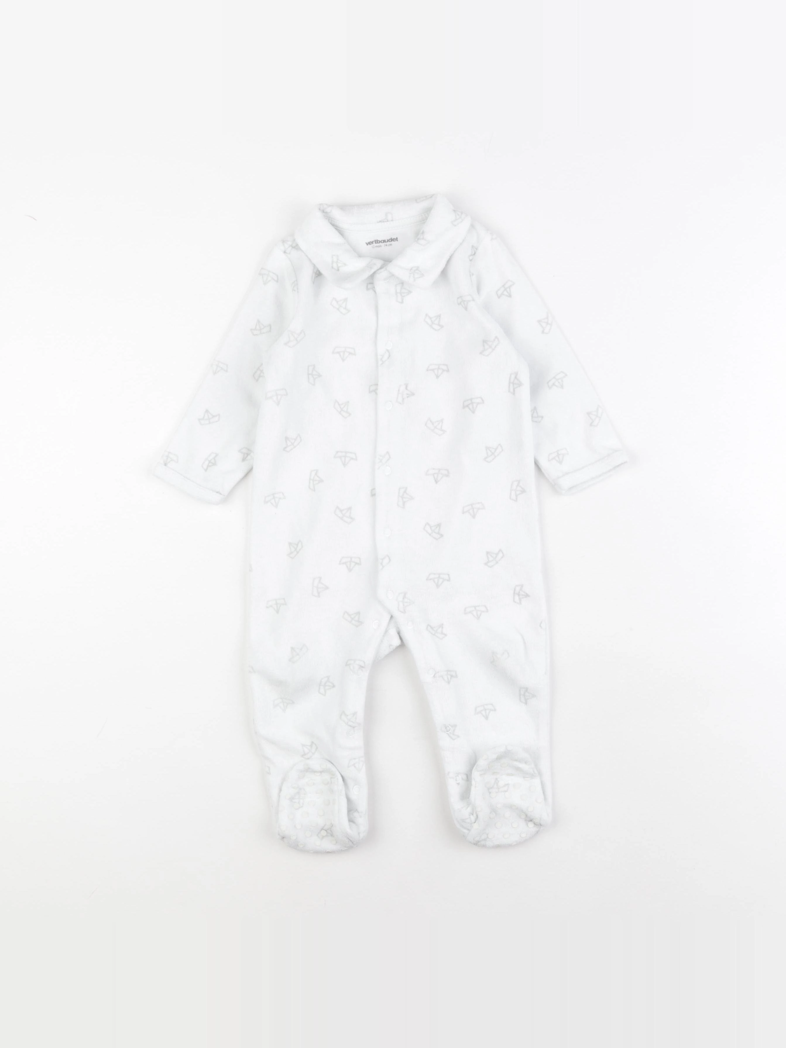 Vertbaudet - pyjama velours blanc - 12 mois