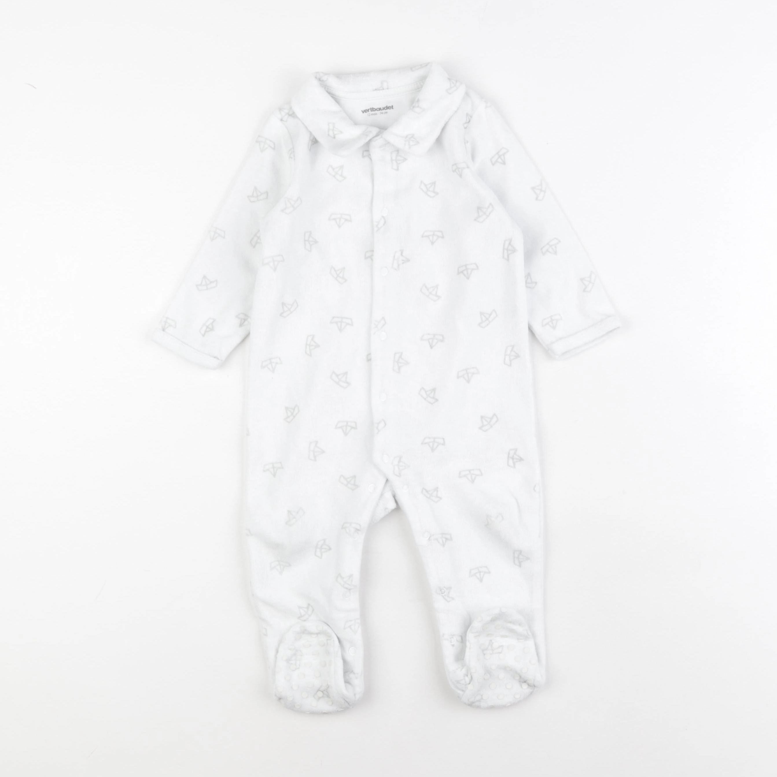 Vertbaudet - pyjama velours blanc - 12 mois