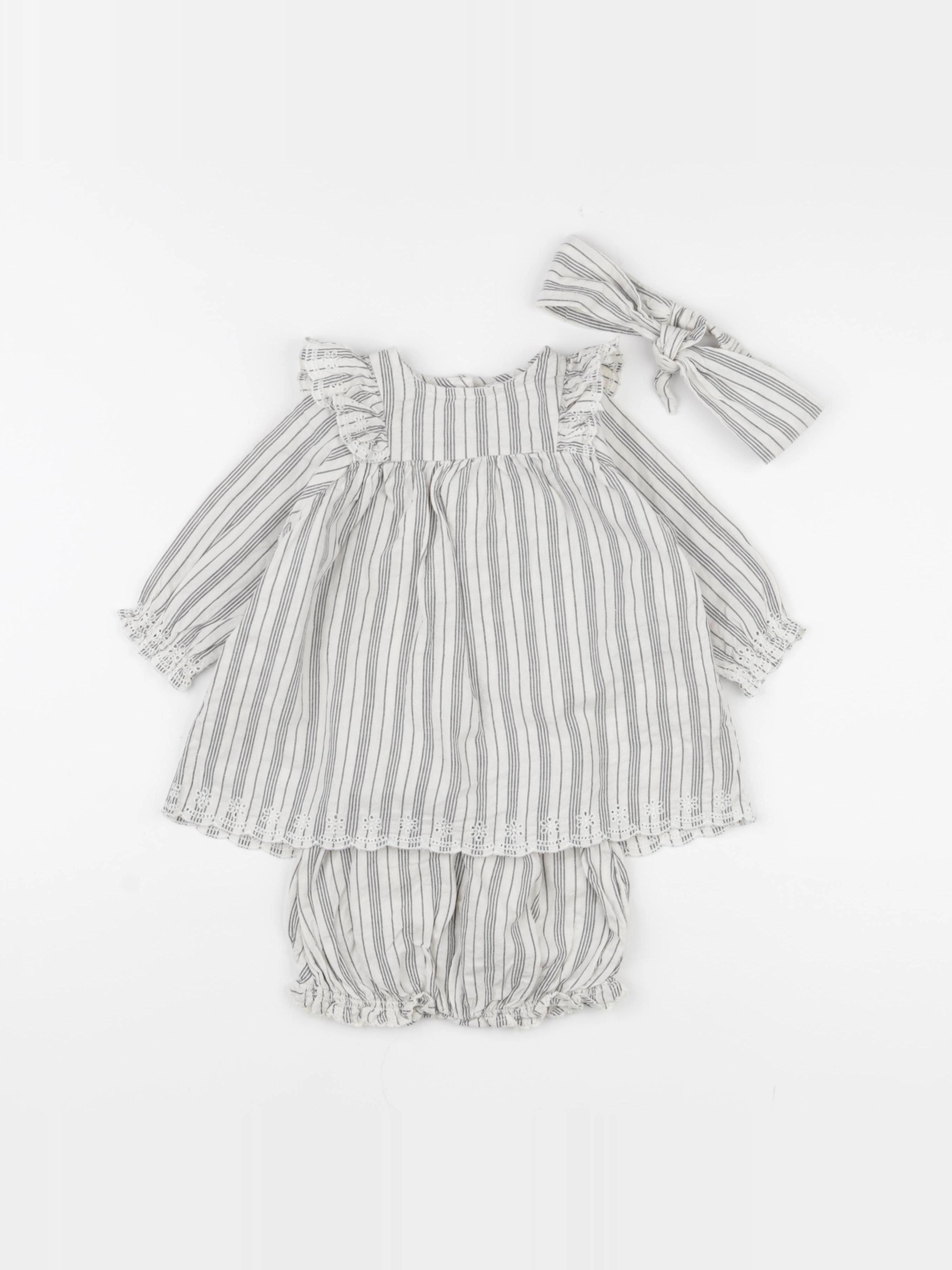Vertbaudet - ensemble gris, beige - 6 mois