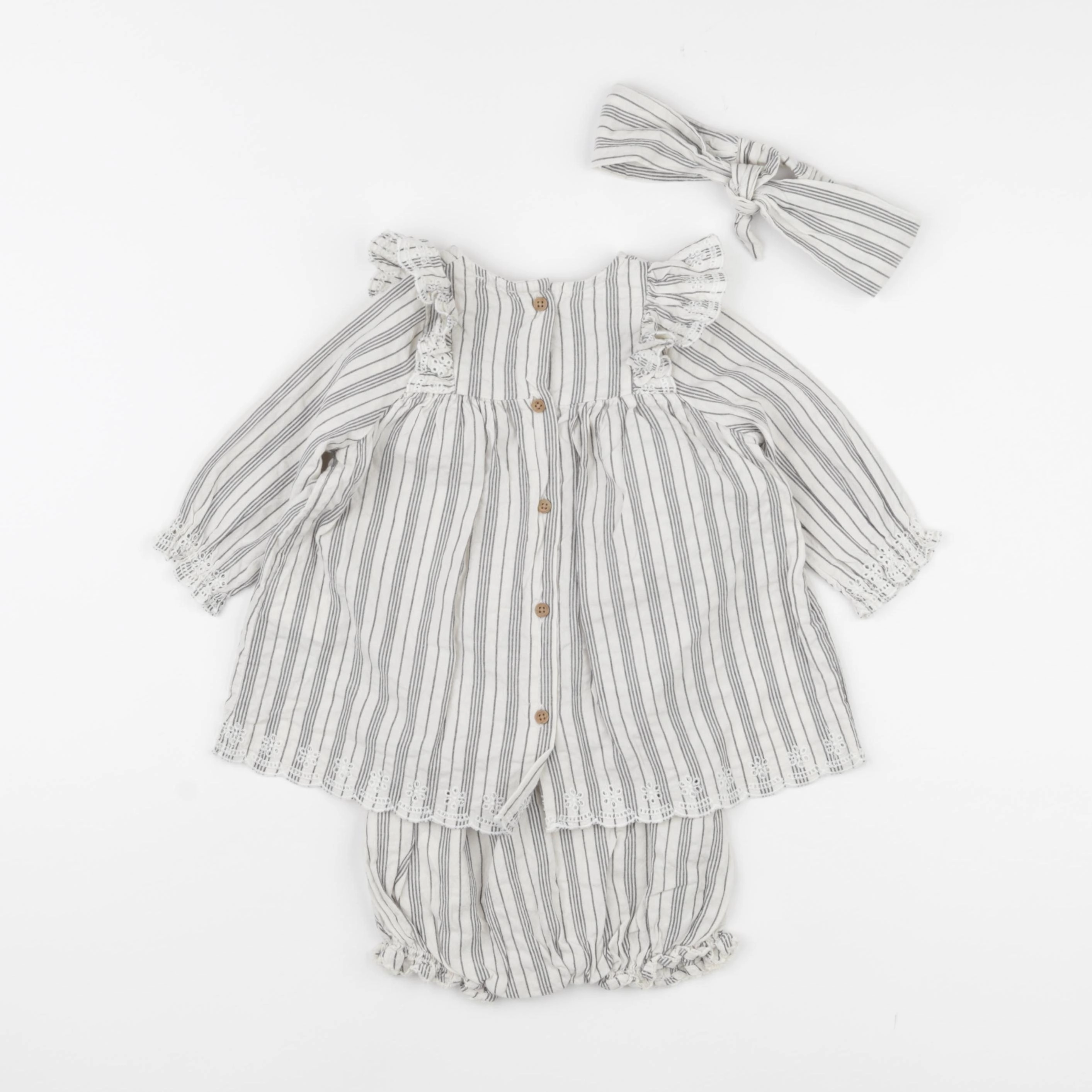 Vertbaudet - ensemble gris, beige - 6 mois