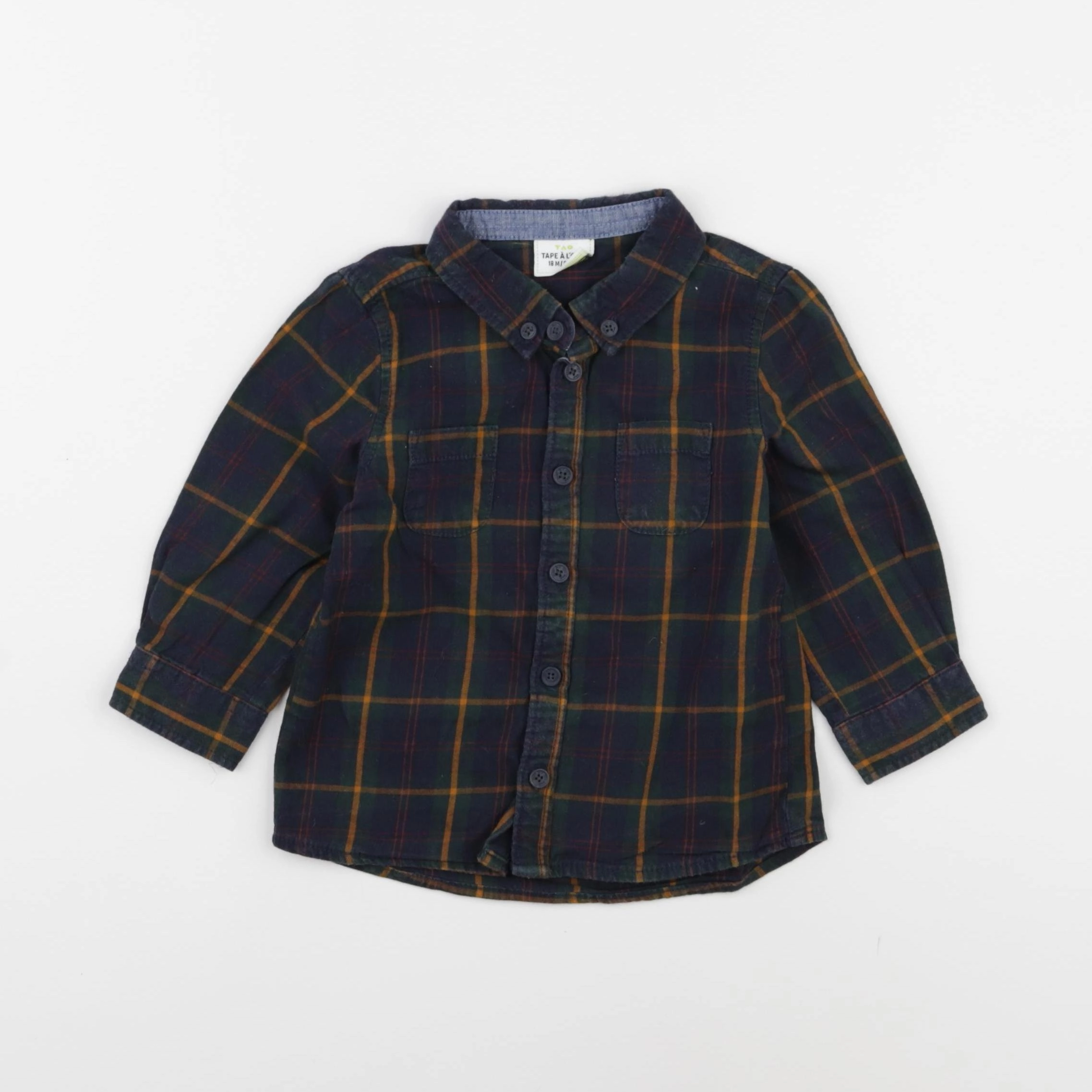 Tape à l'oeil - chemise bleu, vert - 18 mois