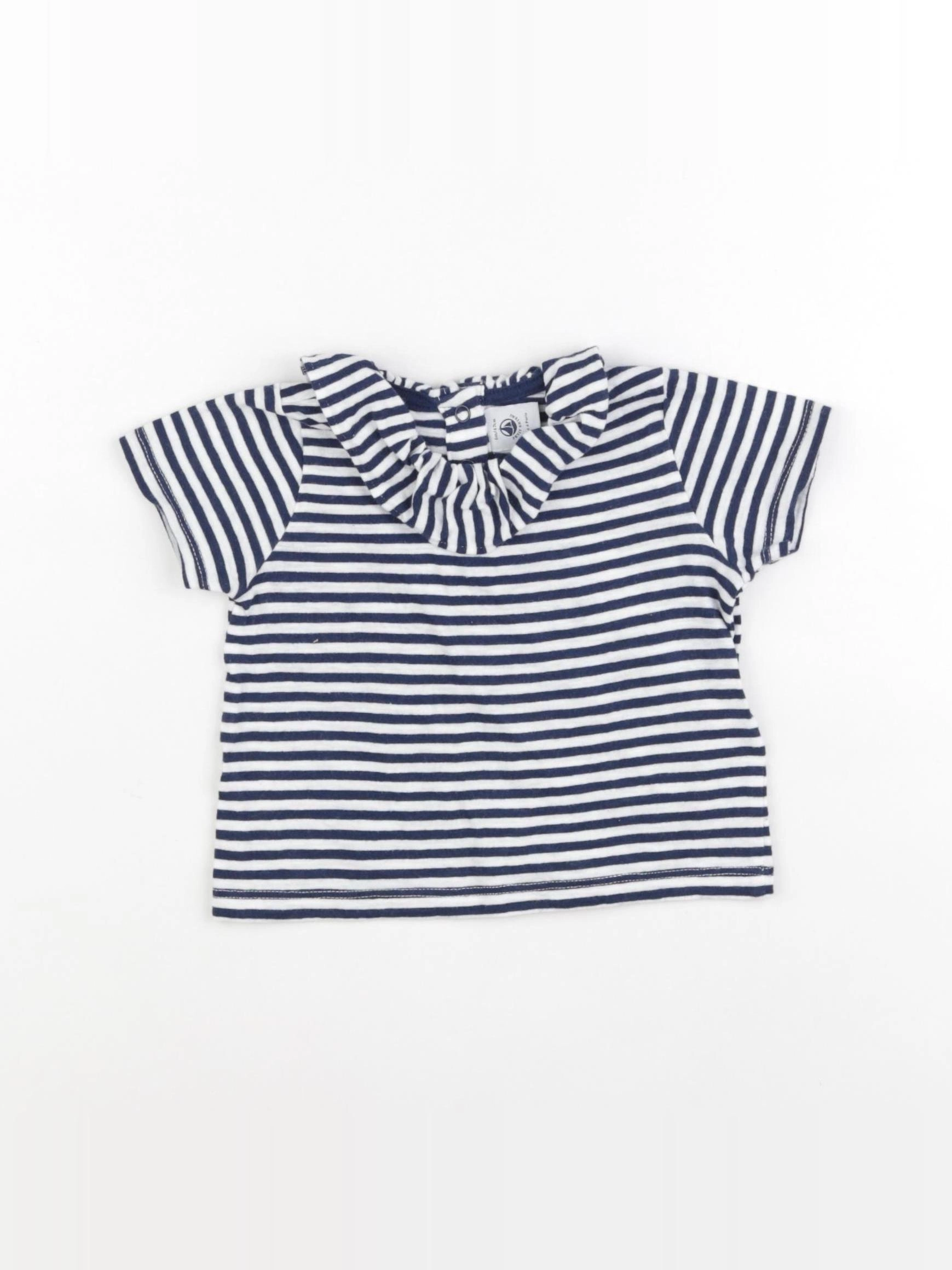 Petit Bateau - tee-shirt bleu - 6 mois