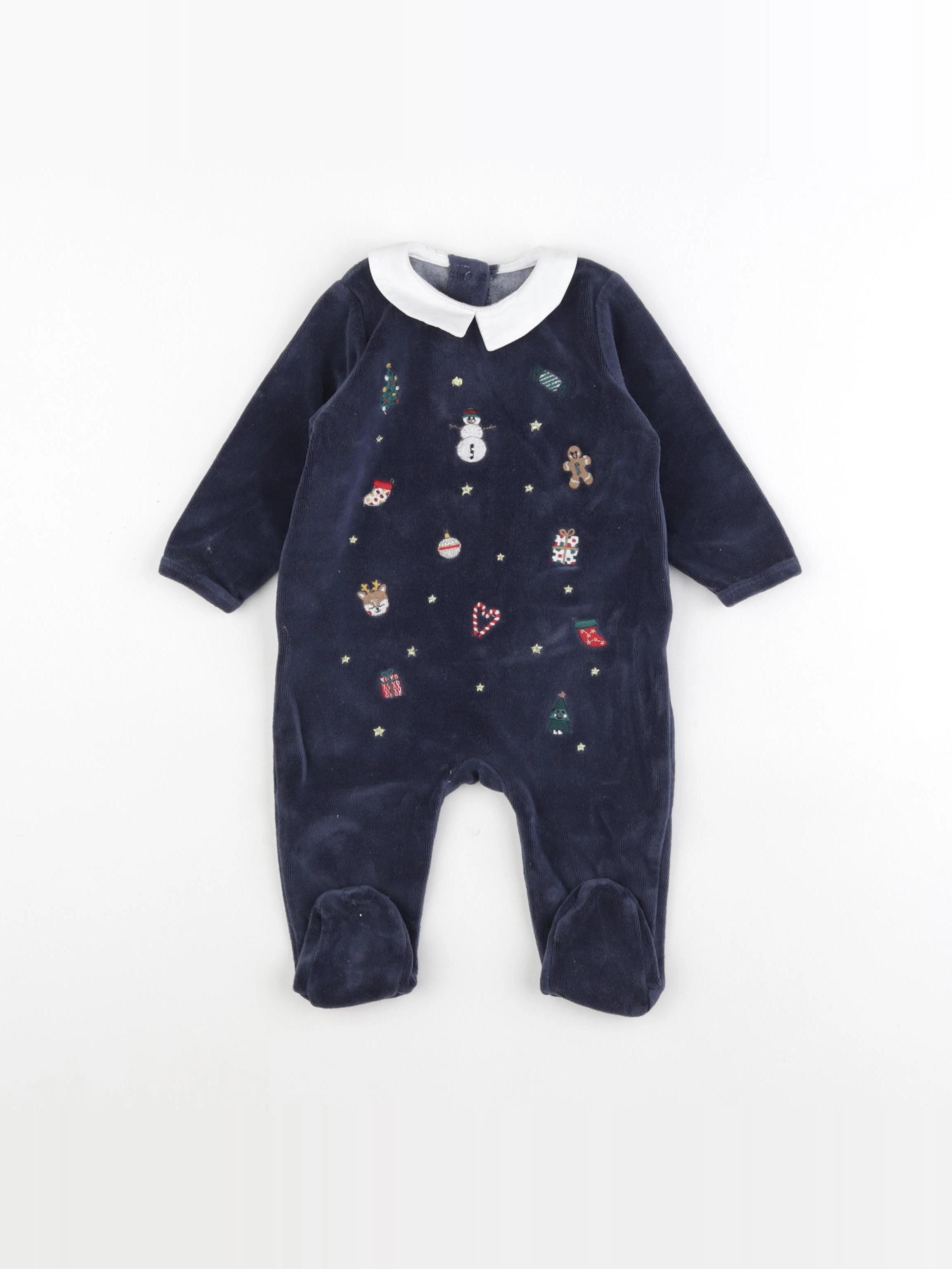 Vertbaudet - pyjama velours bleu - 6 mois