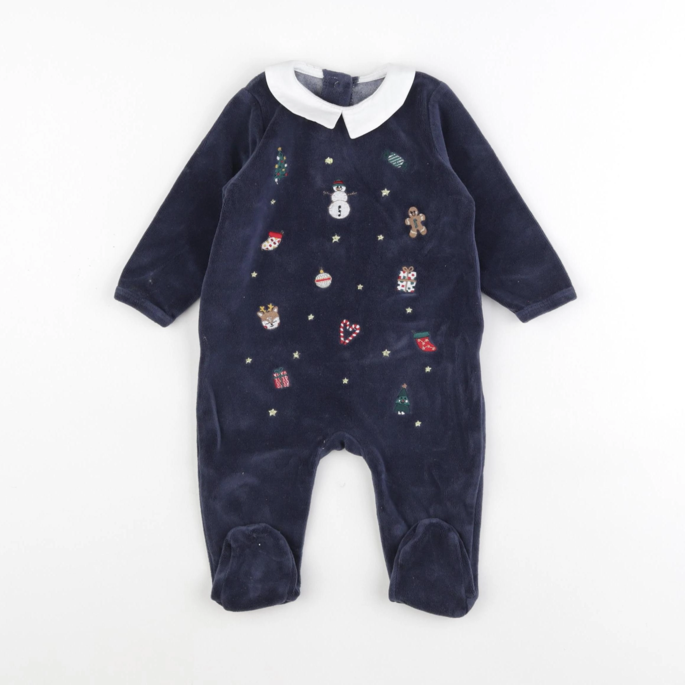 Vertbaudet - pyjama velours bleu - 6 mois