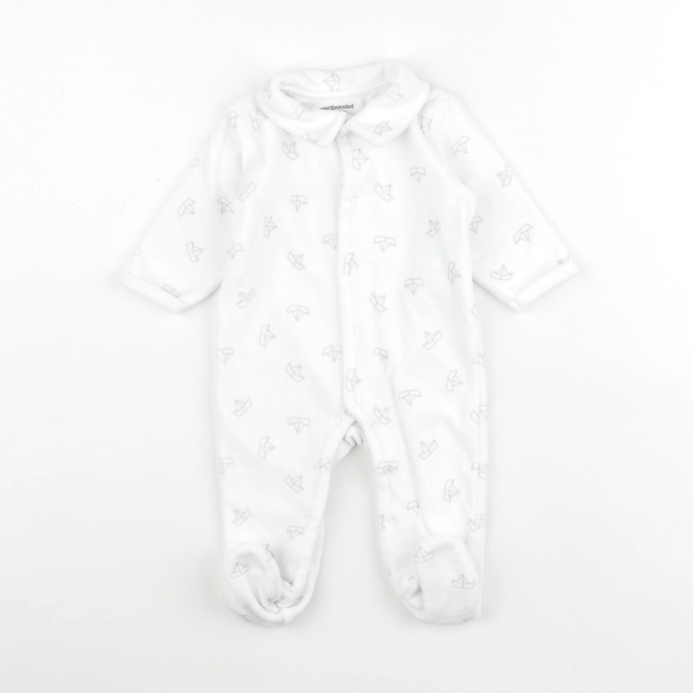 Vertbaudet - pyjama velours blanc - 6 mois