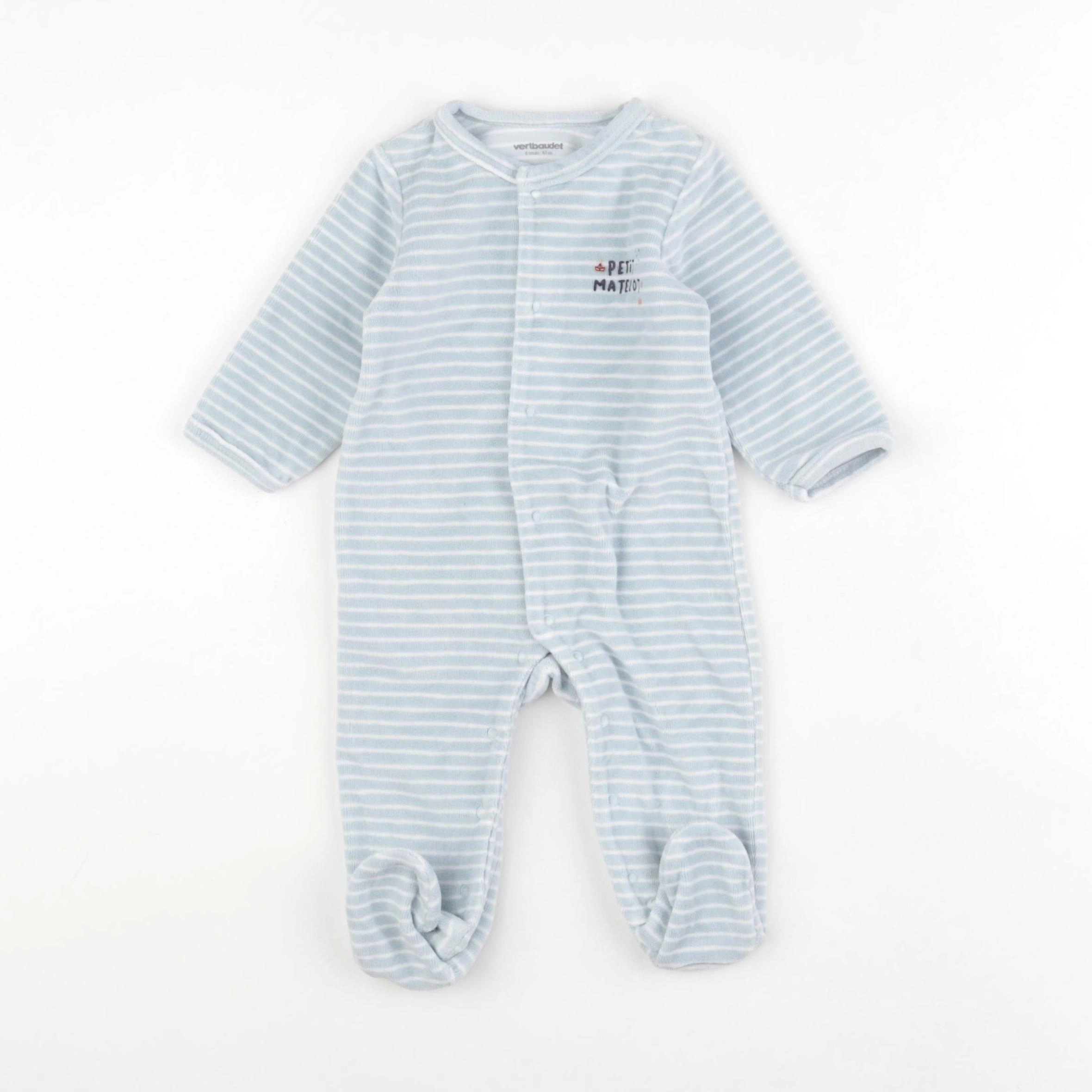 Vertbaudet - pyjama velours bleu - 6 mois