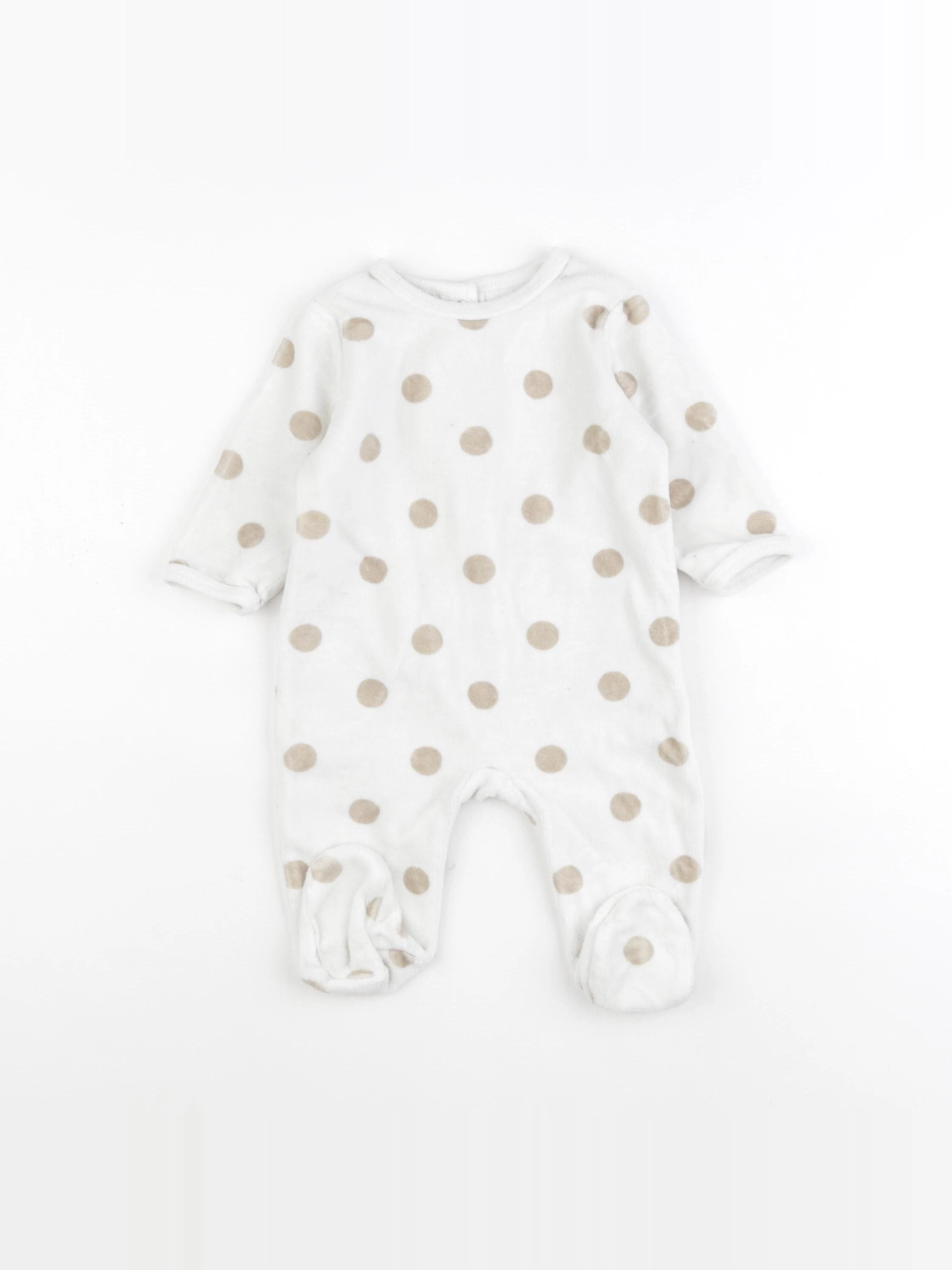 Vertbaudet - pyjama velours marron, blanc - 6 mois