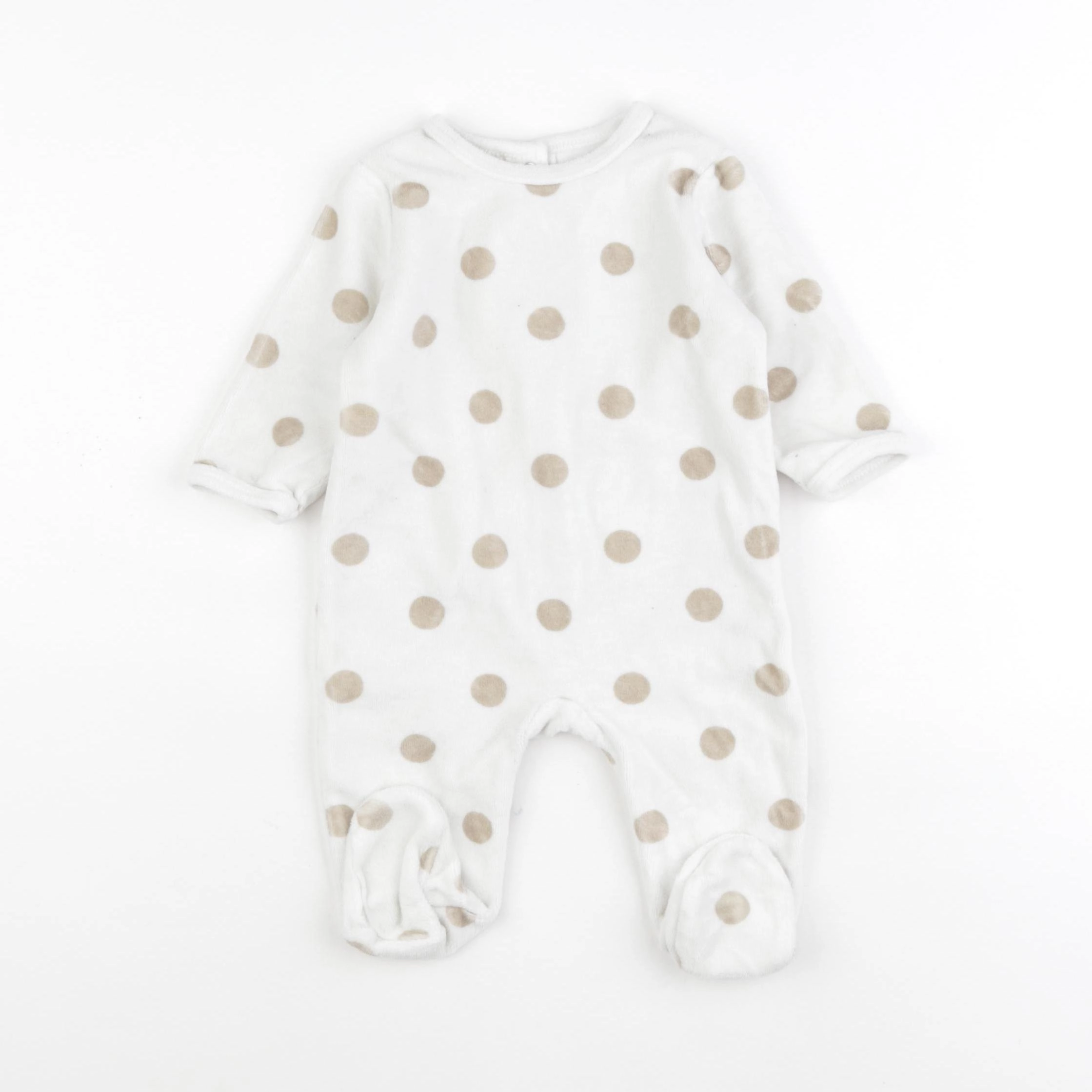 Vertbaudet - pyjama velours marron, blanc - 6 mois