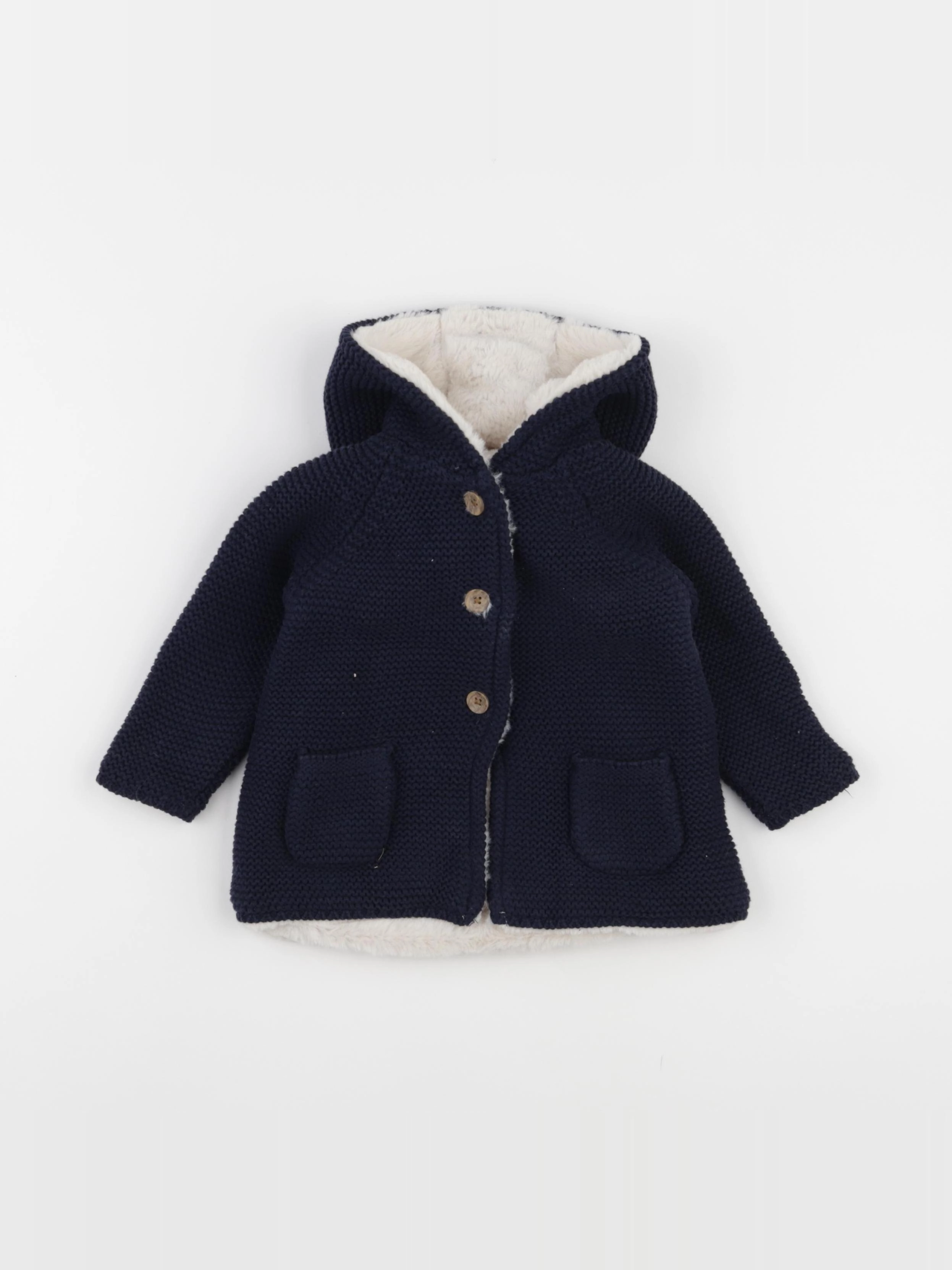 Vertbaudet - veste doublé bleu - 12 mois