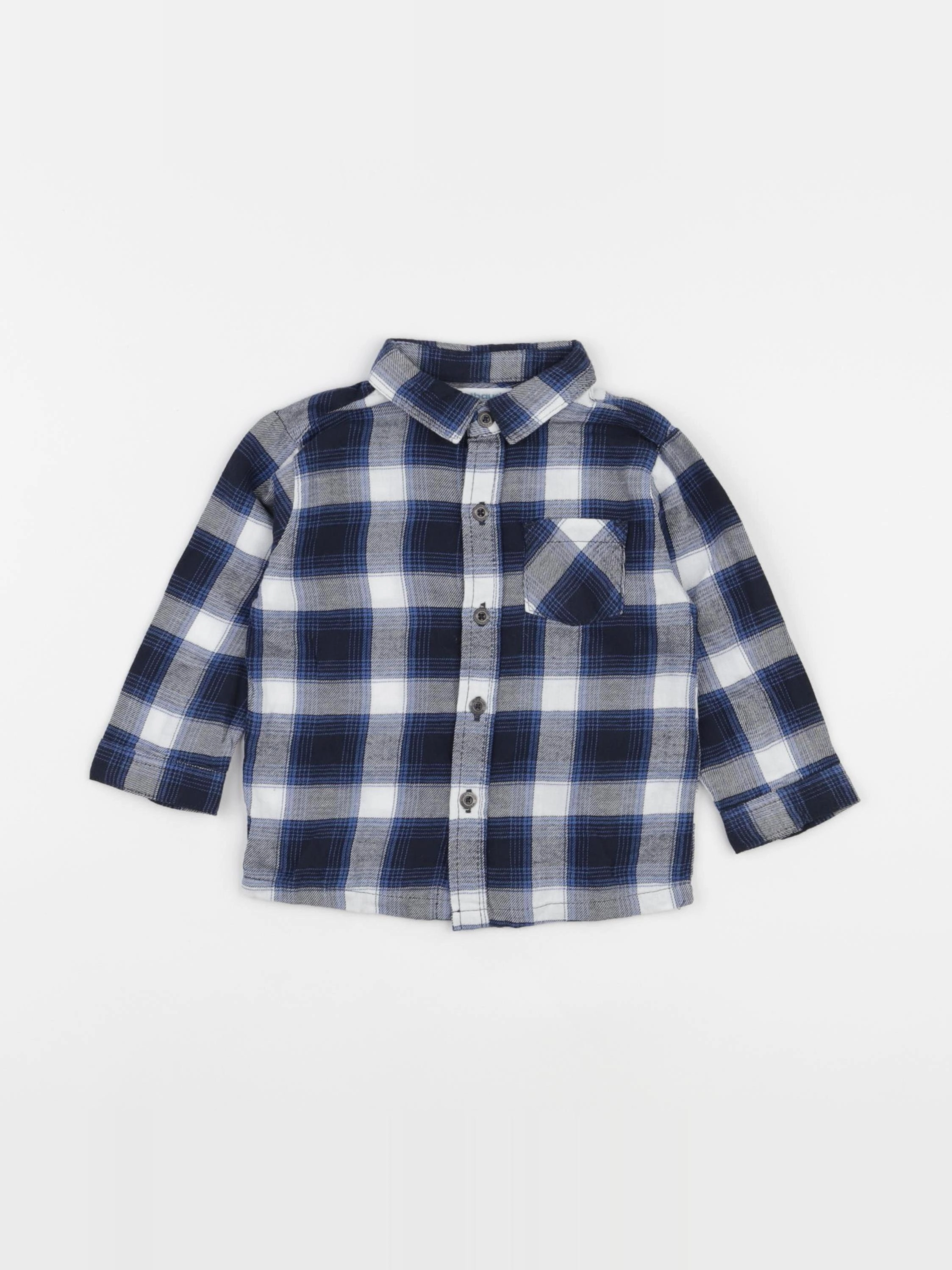 Vertbaudet - chemise bleu, blanc - 9 mois