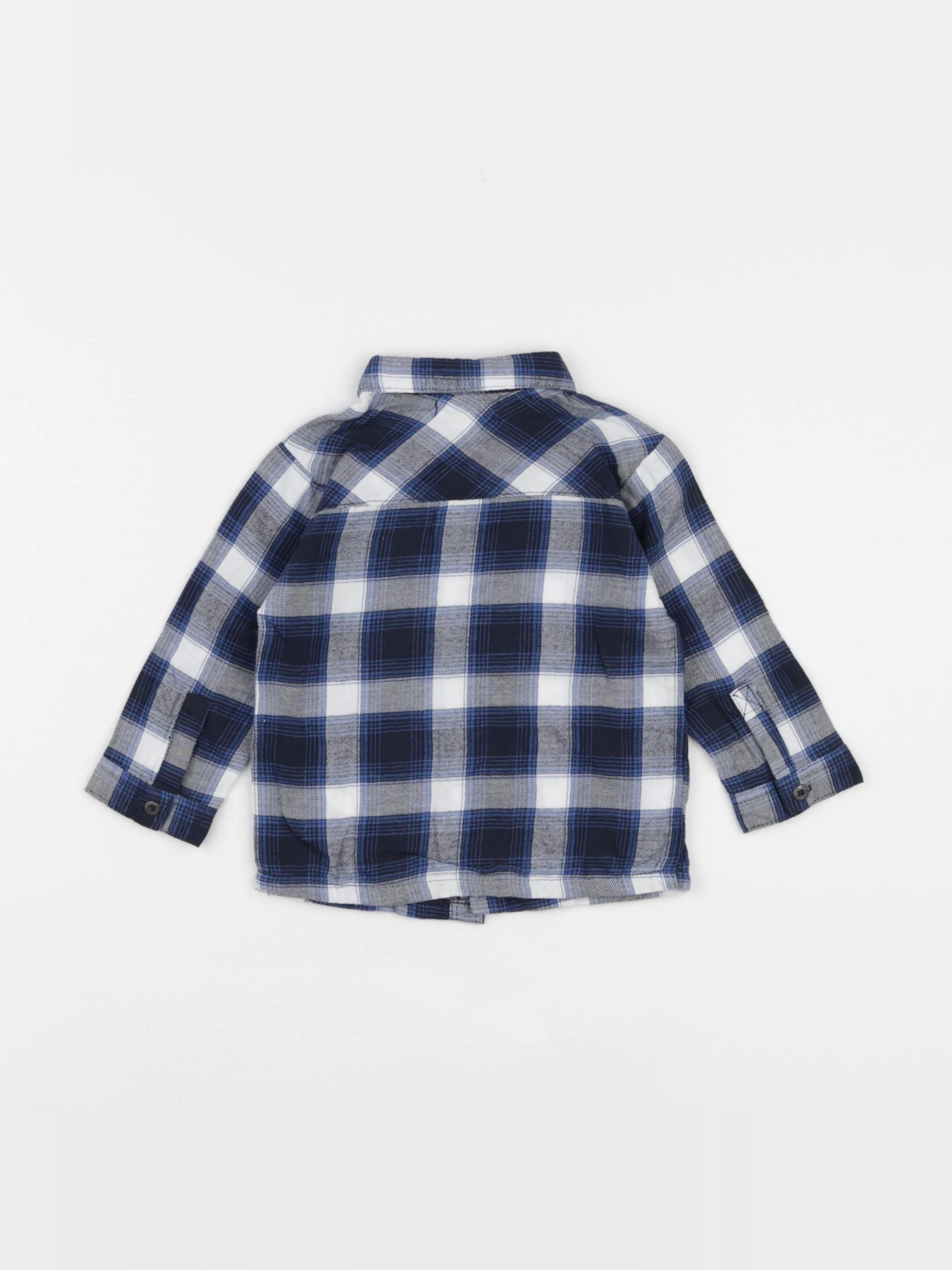 Vertbaudet - chemise bleu, blanc - 9 mois