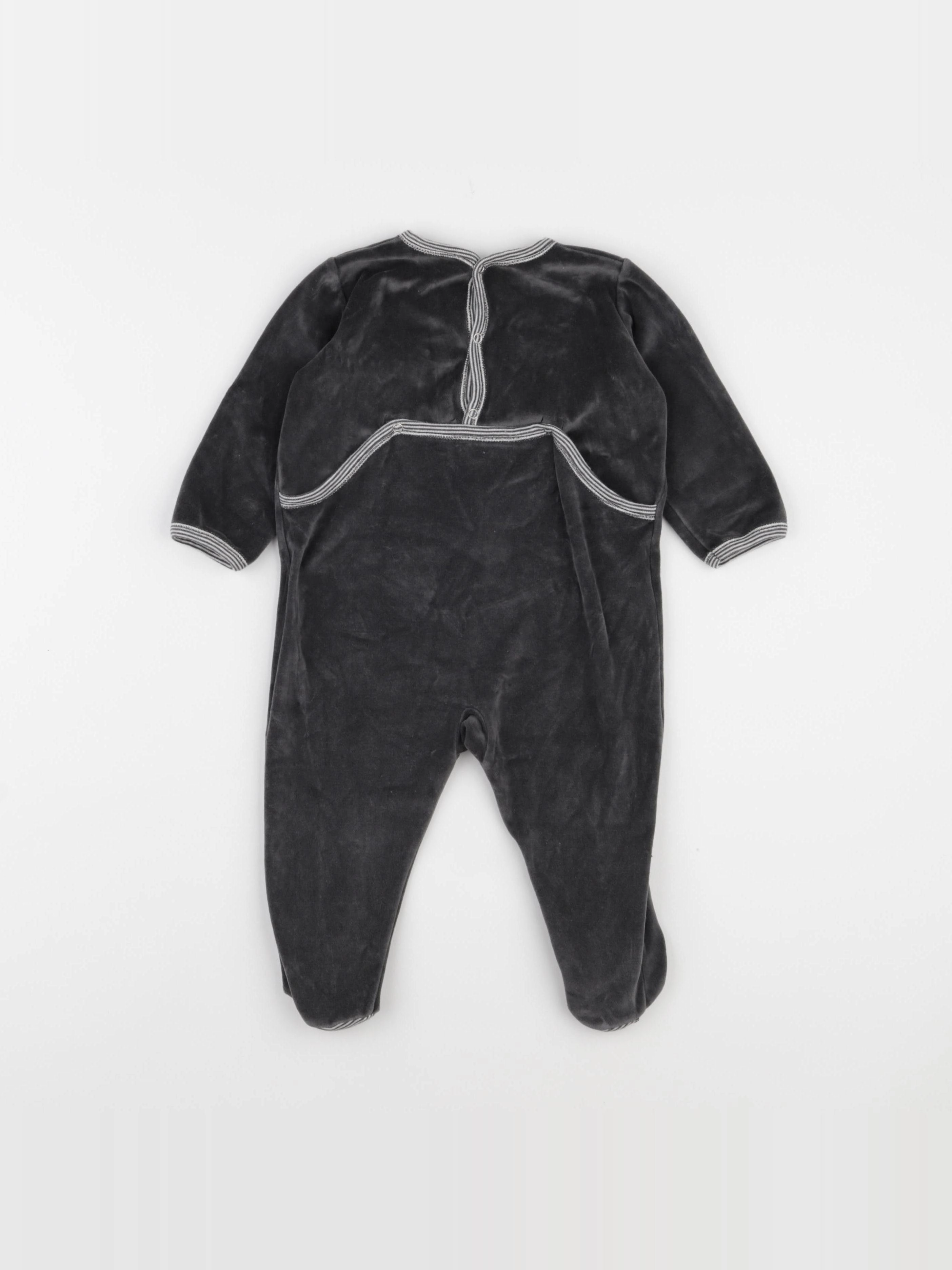 Petit Bateau - pyjama velours gris - 12 mois
