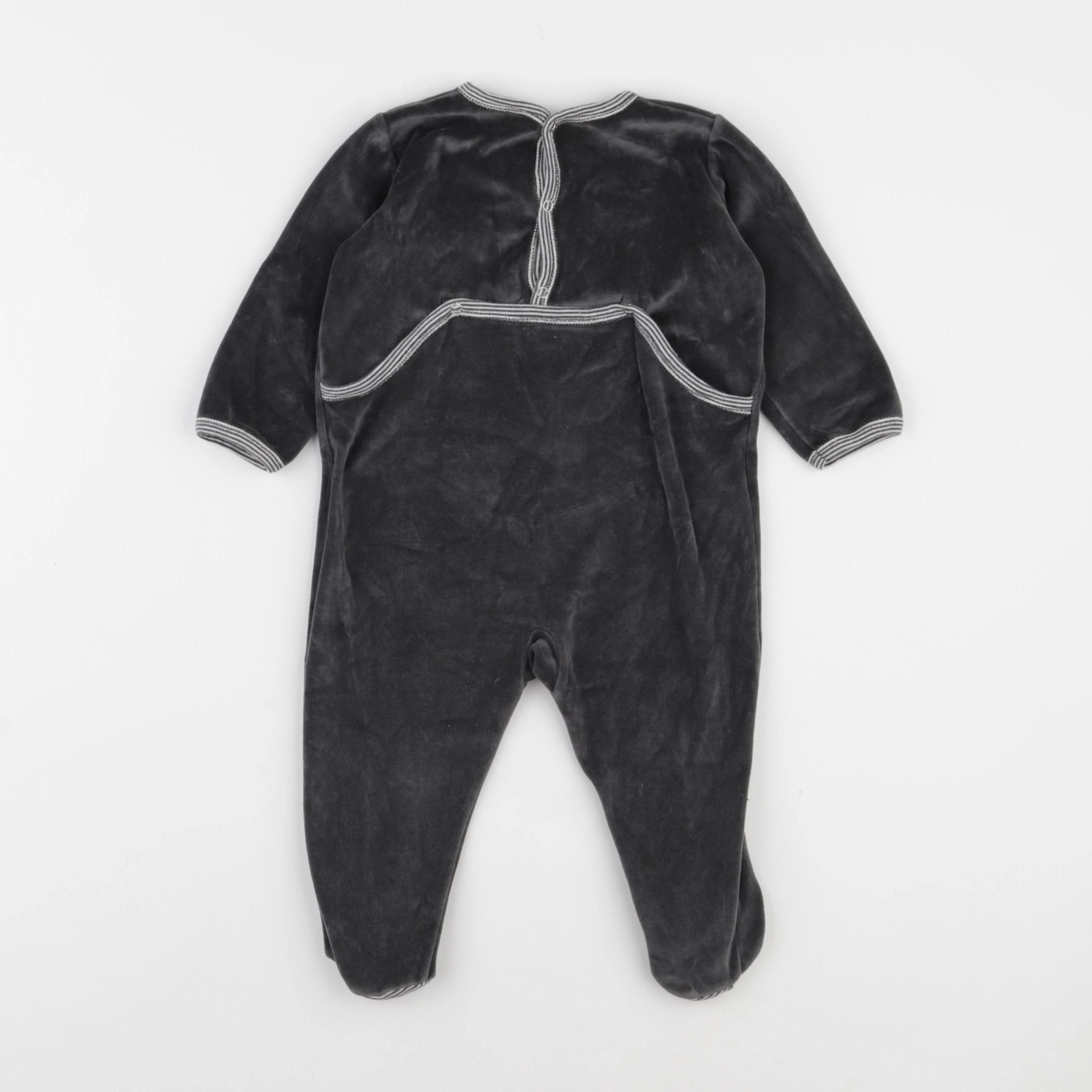 Petit Bateau - pyjama velours gris - 12 mois