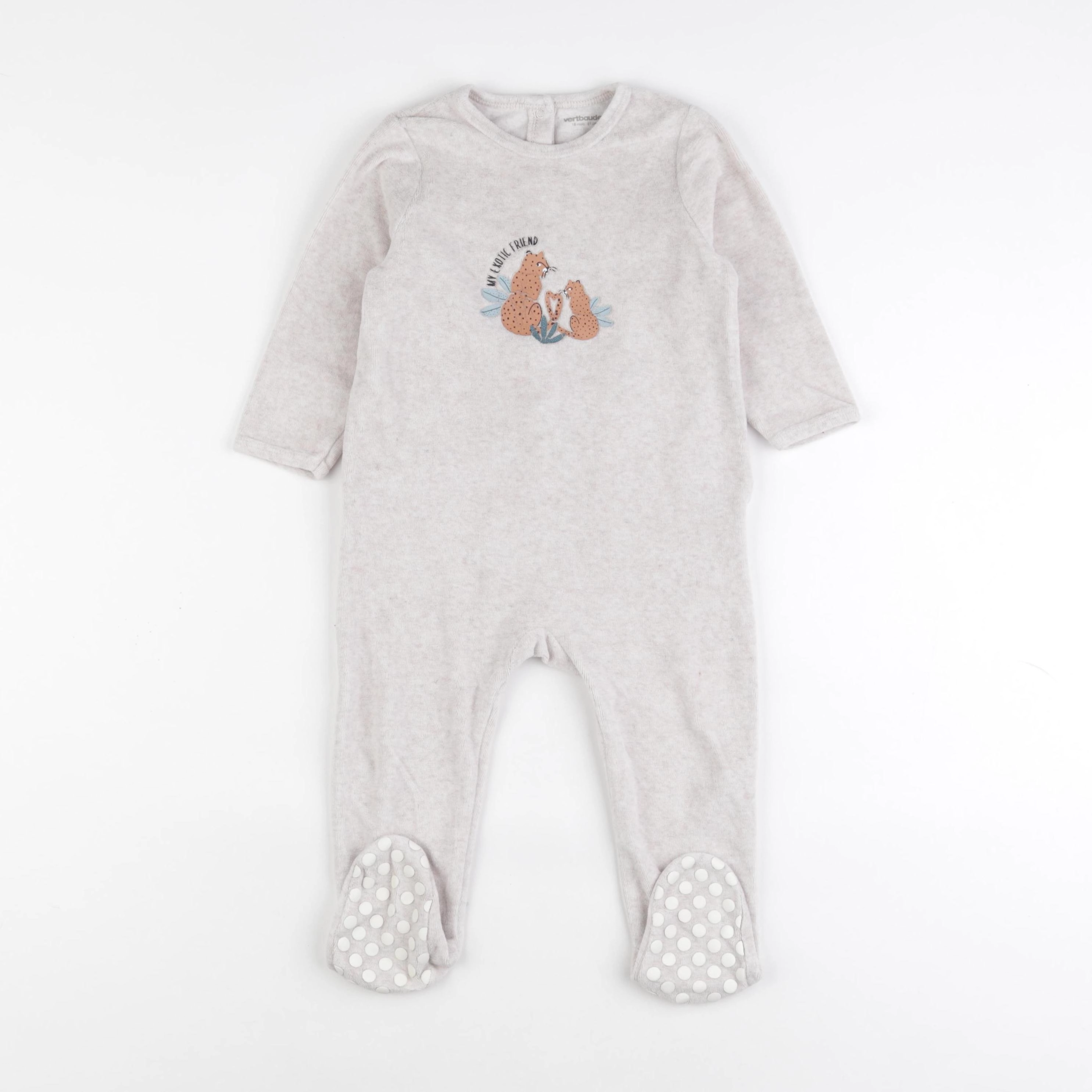 Vertbaudet - pyjama velours beige - 18 mois