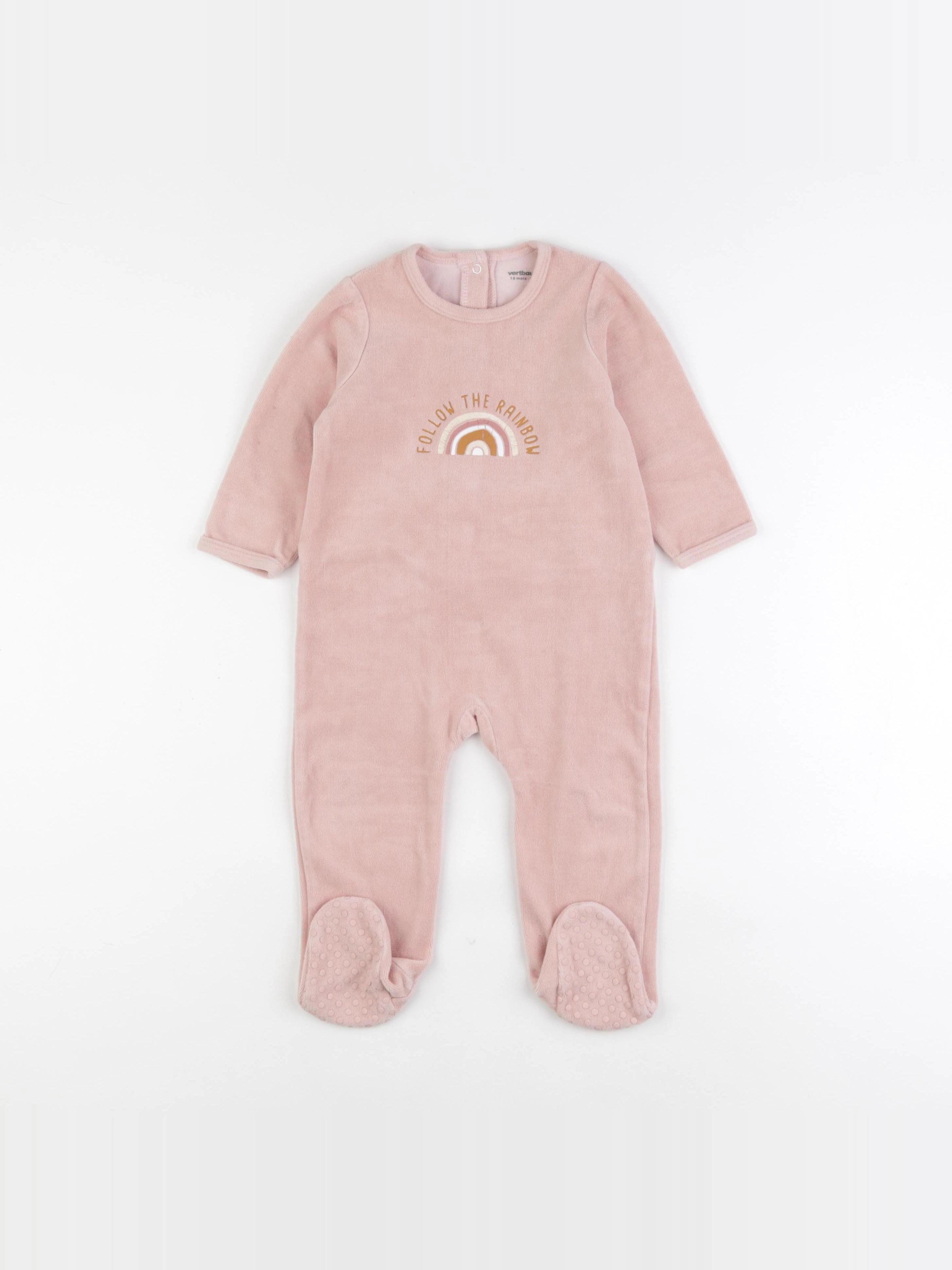 Vertbaudet - pyjama velours rose - 18 mois