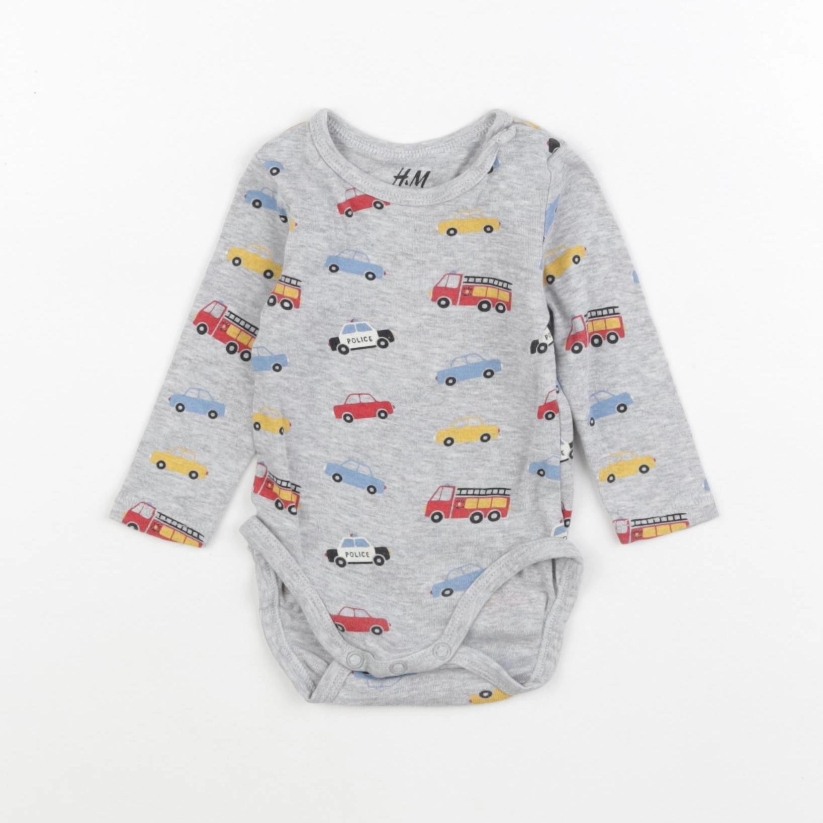 H&M - body gris - 3/6 mois